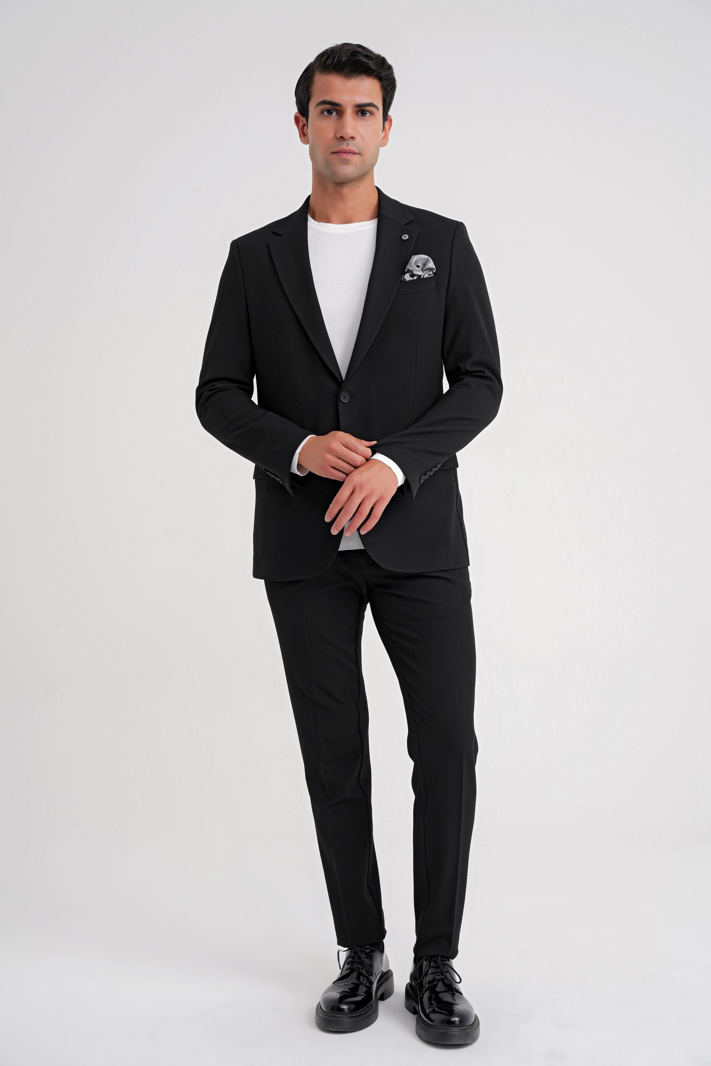 Slim Fit Çift Yırtmaç Esnek Pamuklu Siyah Blazer Ceket C 716