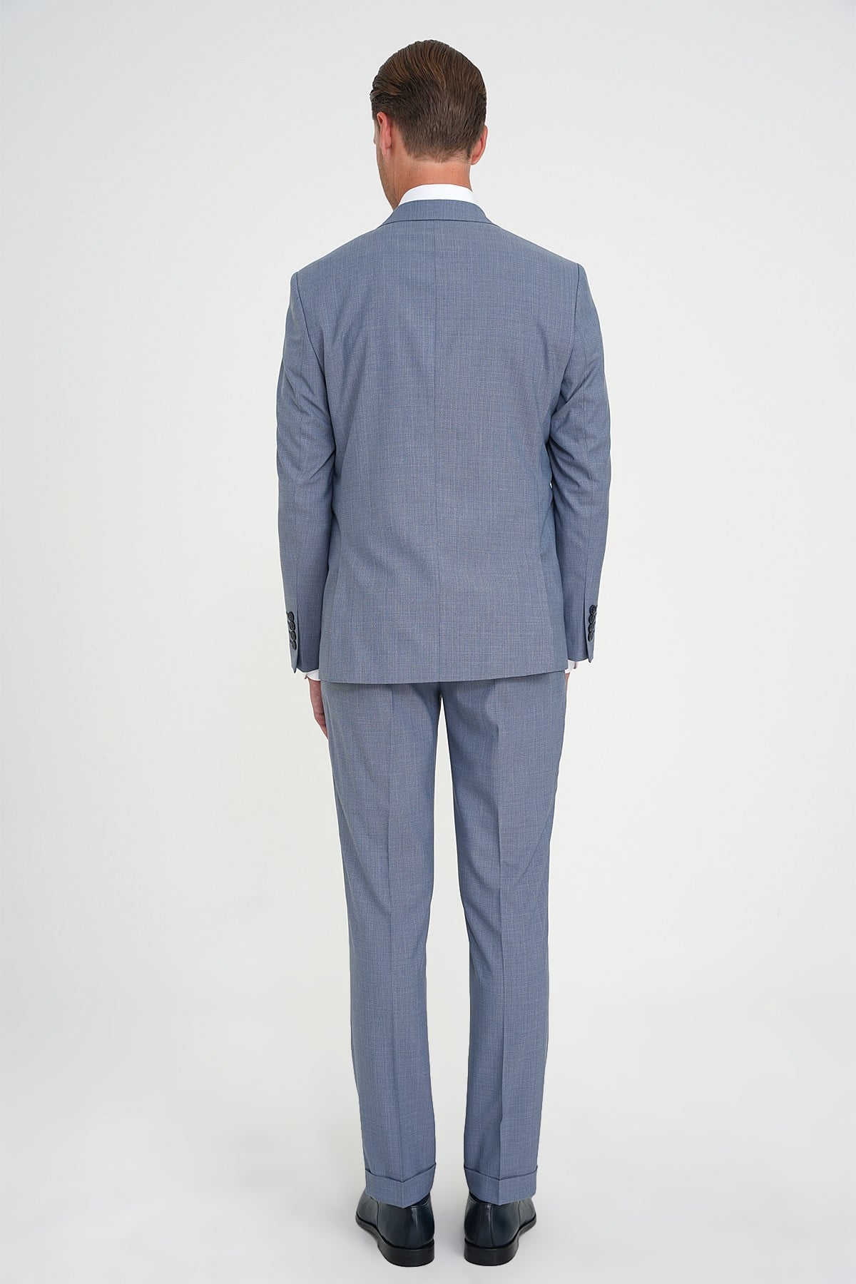 Slim Fit Çift Yırtmaç Esnek Yelekli Klasik Havacı Mavi Takım Elbise Tk 916