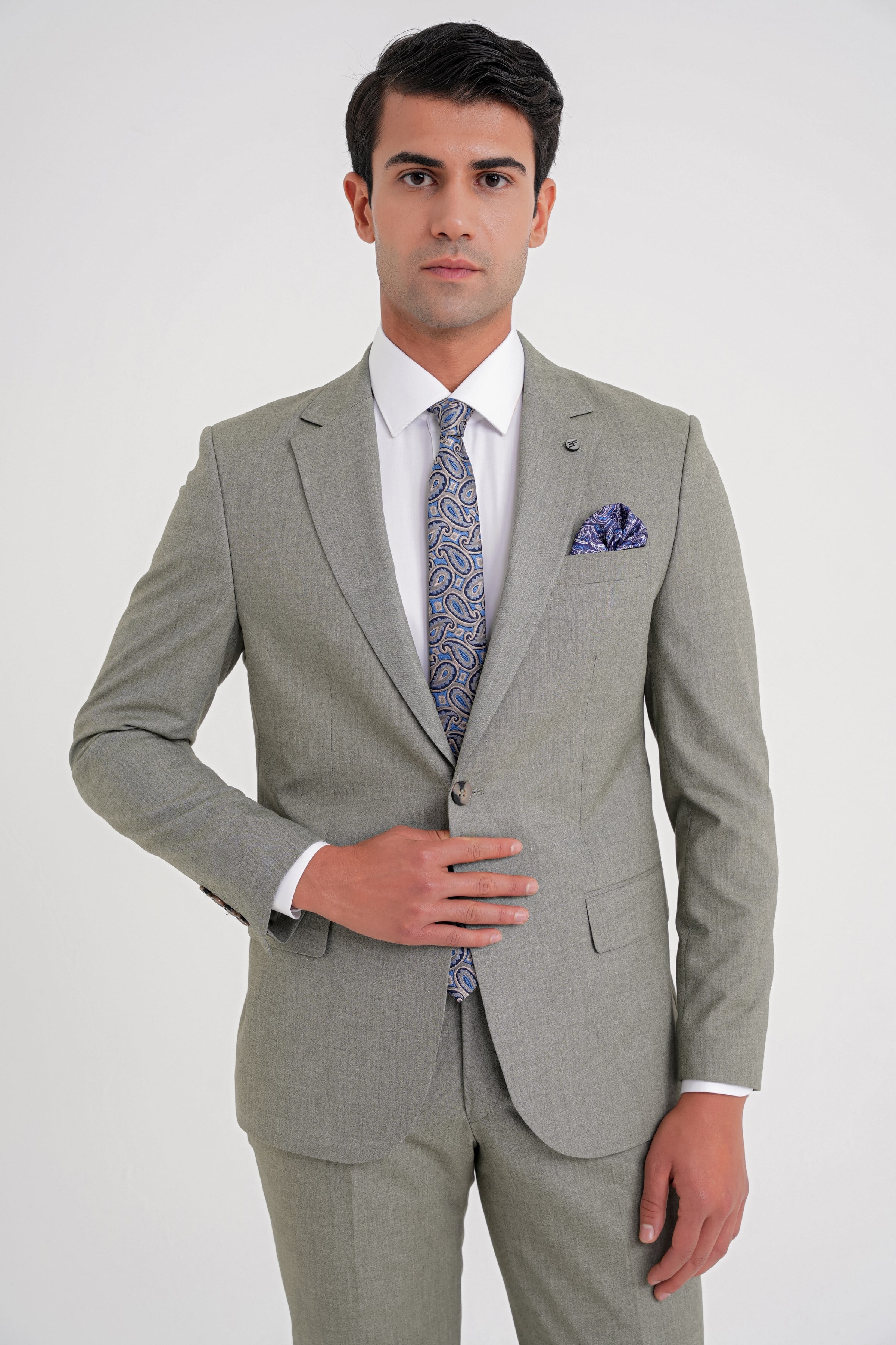Slim Fit Çift Yırtmaç Esnek Yün Nefti Takım Elbise Tk 918