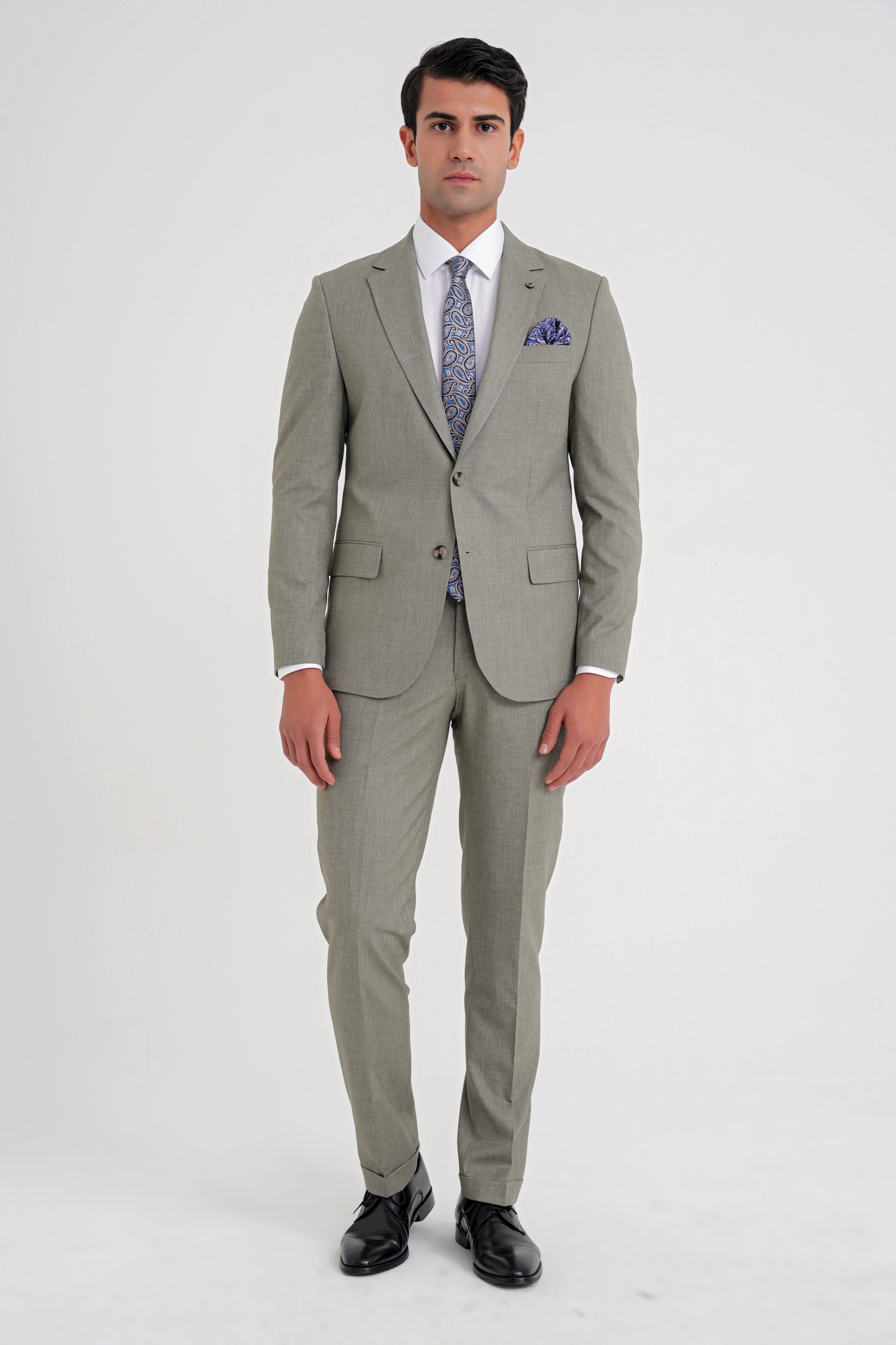 Slim Fit Çift Yırtmaç Esnek Yün Nefti Takım Elbise Tk 918