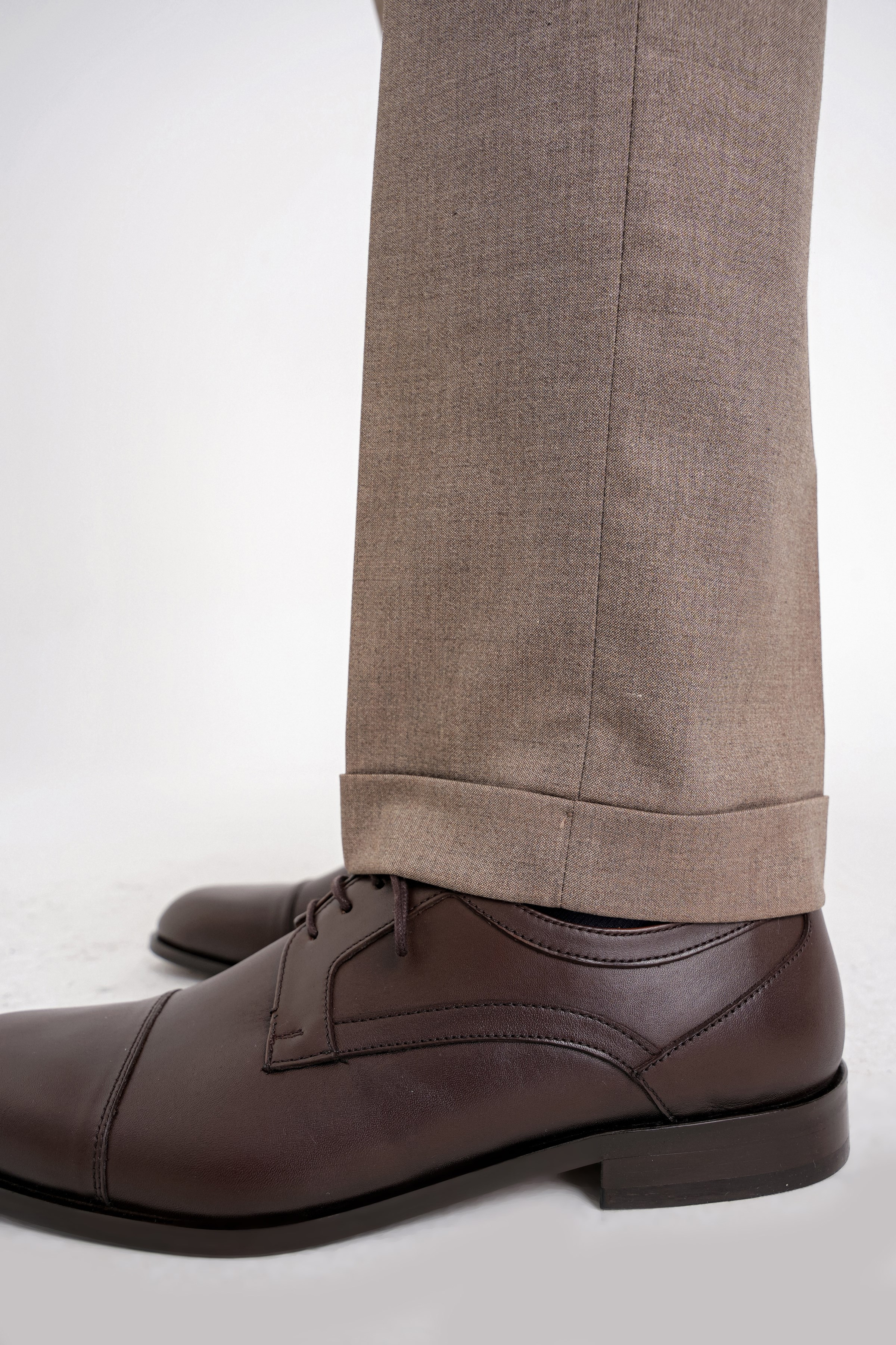 Slim Fit Çift Yırtmaç Esnek Yün Vizon Takım Elbise Tk 918