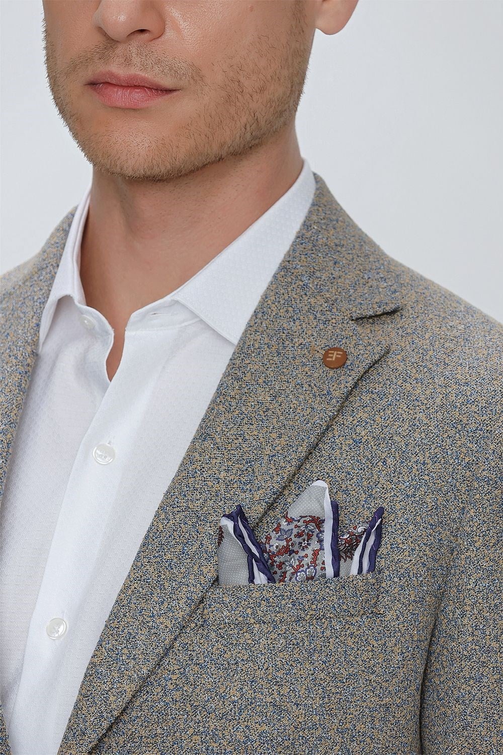 Slim Fit Çift Yırtmaç Kırçıllı Dokuma Camel Blazer Ceket C 633