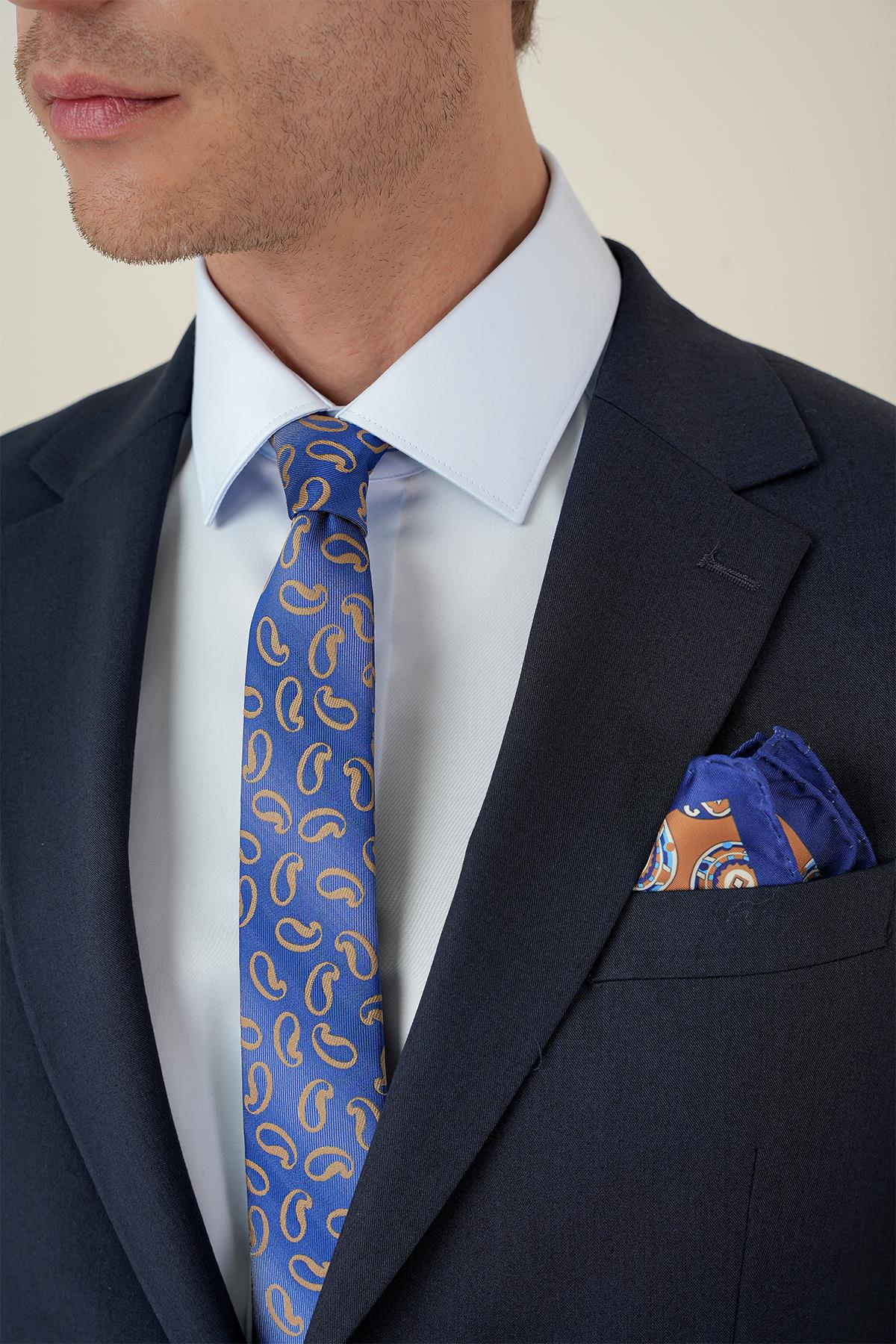 Slim Fit Çift Yırtmaç Mono Yaka Klasik Lacivert Takım Elbise Tk 912