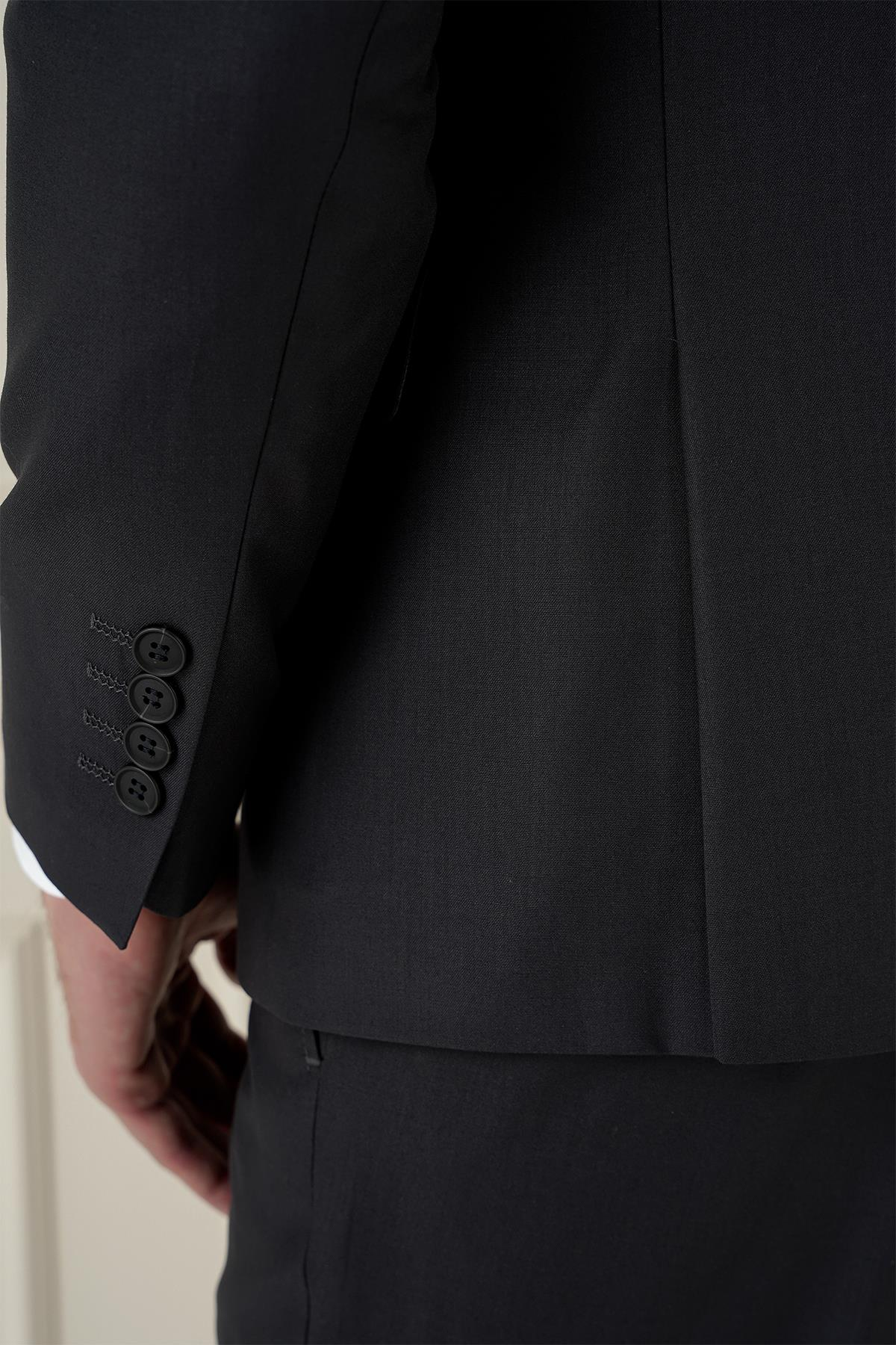 Slim Fit Çift Yırtmaç Mono Yaka Klasik Antrasit Takım Elbise Tk 912