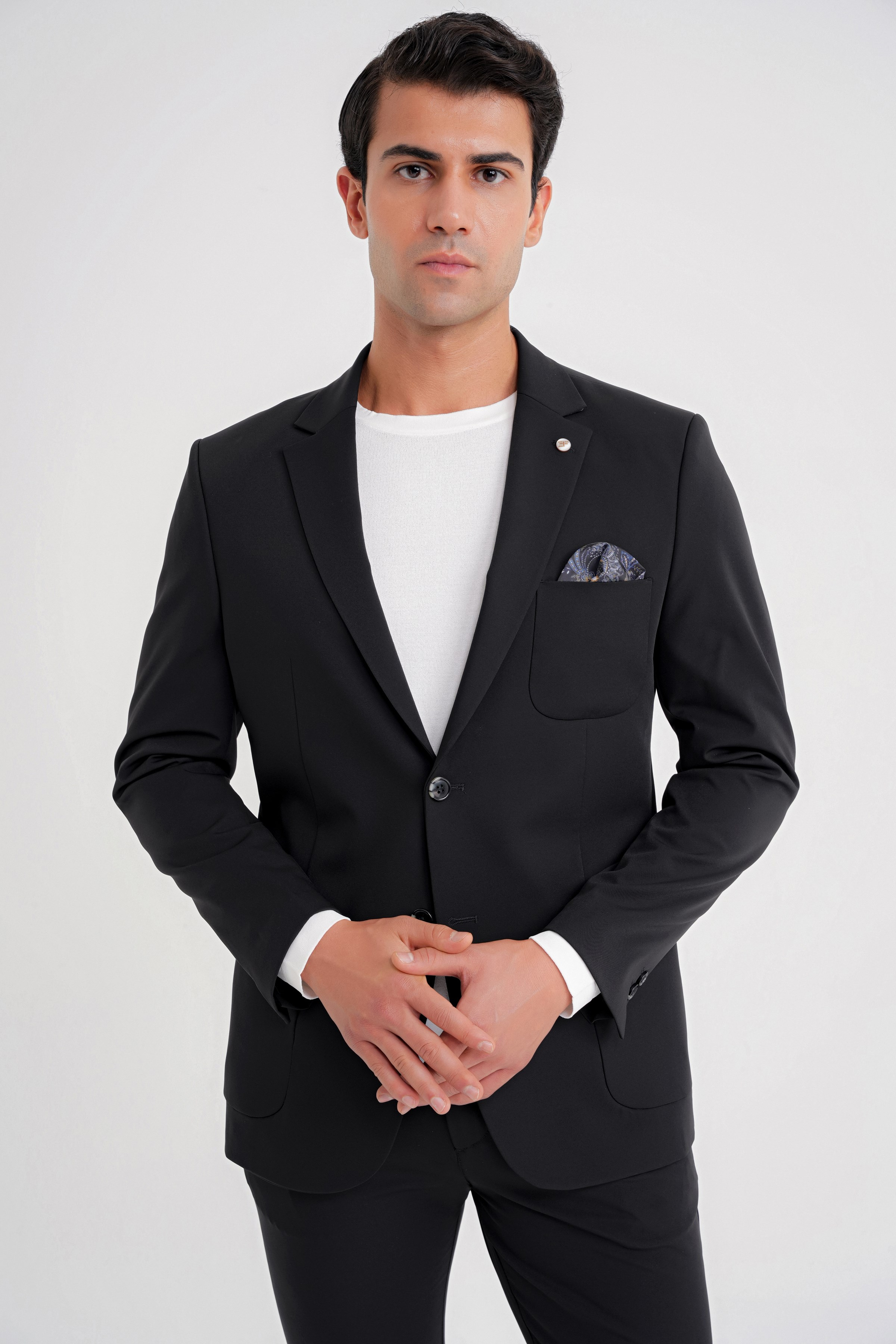 Slim Fit Çift Yırtmaç Torba Cep Esnek Spandex Karışımlı Havacı Siyah-1 Ceket C 697