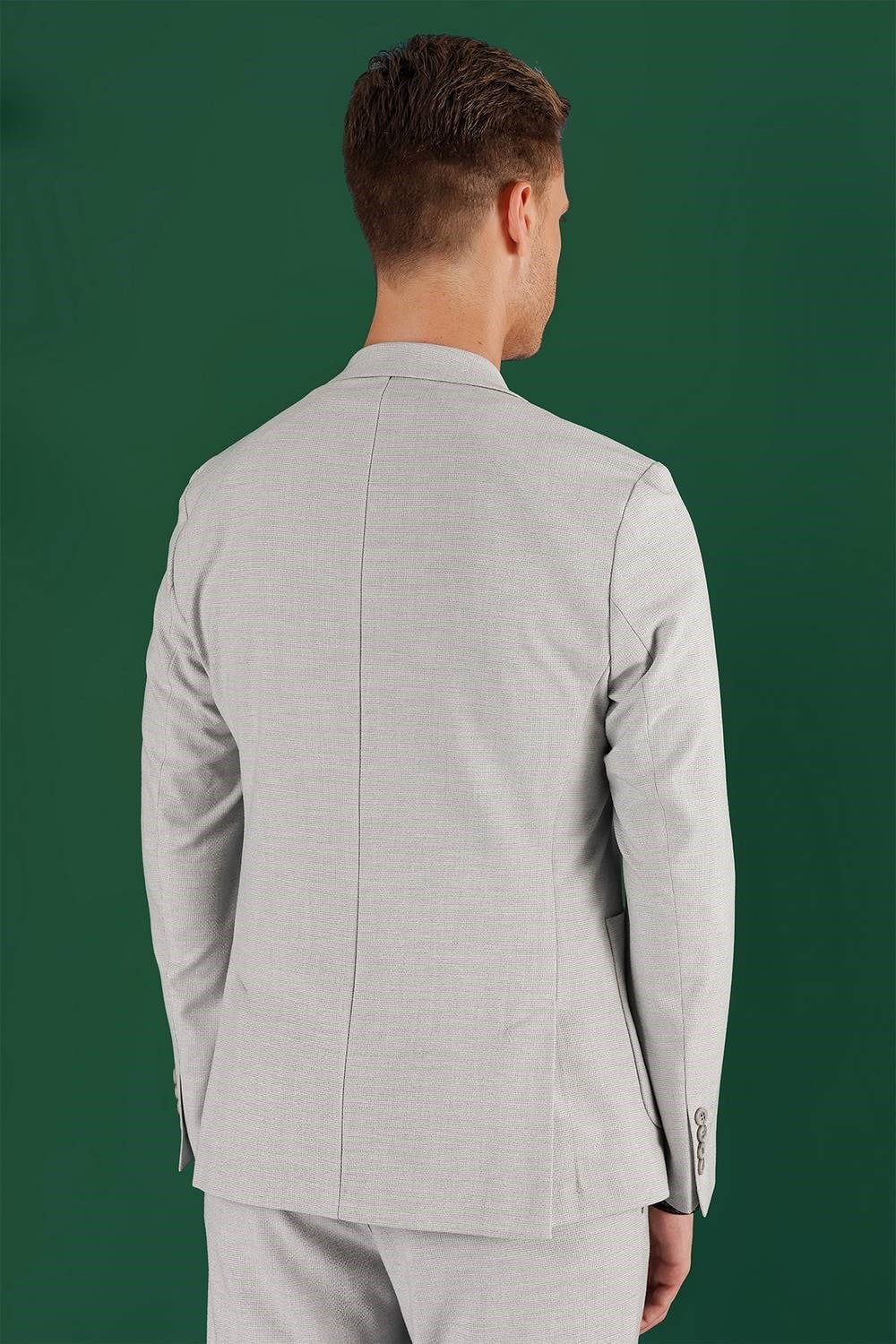 Slim Fit Çift Yırtmaç Torba Cep Esnek Pamuklu Gri Ceket C 643