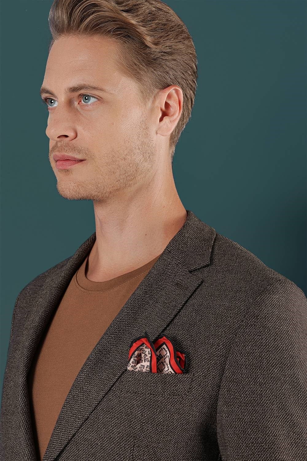 Slim Fit Çift Yırtmaç Yünlü Kırçıllı Dokuma Kahverengi Ceket C 658