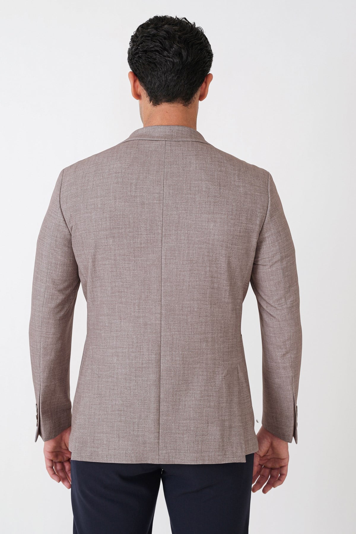 Slim Fit Çift Yırtmaçlı Torba Cep Esenk Yünlü Kum Rengi Ceket C 752