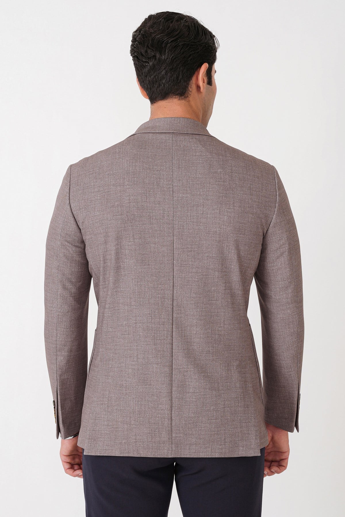 Slim Fit Çift Yırtmaçlı Torba Cep Esenk Yünlü Tütün Rengi Ceket C 752