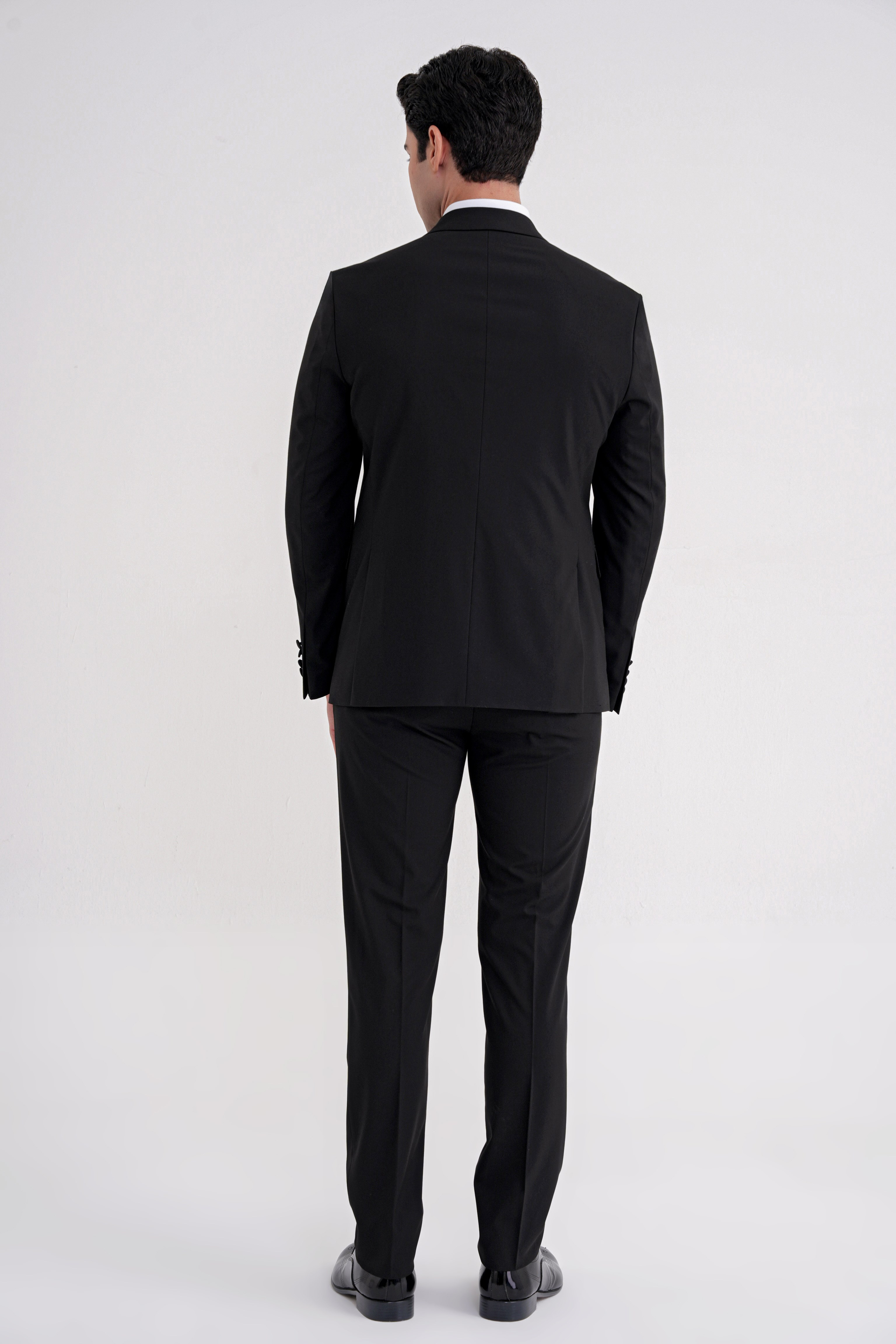 Slim Fit Çıkarılabilir Kırlangıç Saten Yaka Siyah Damatlık Smokin Takım Black 085