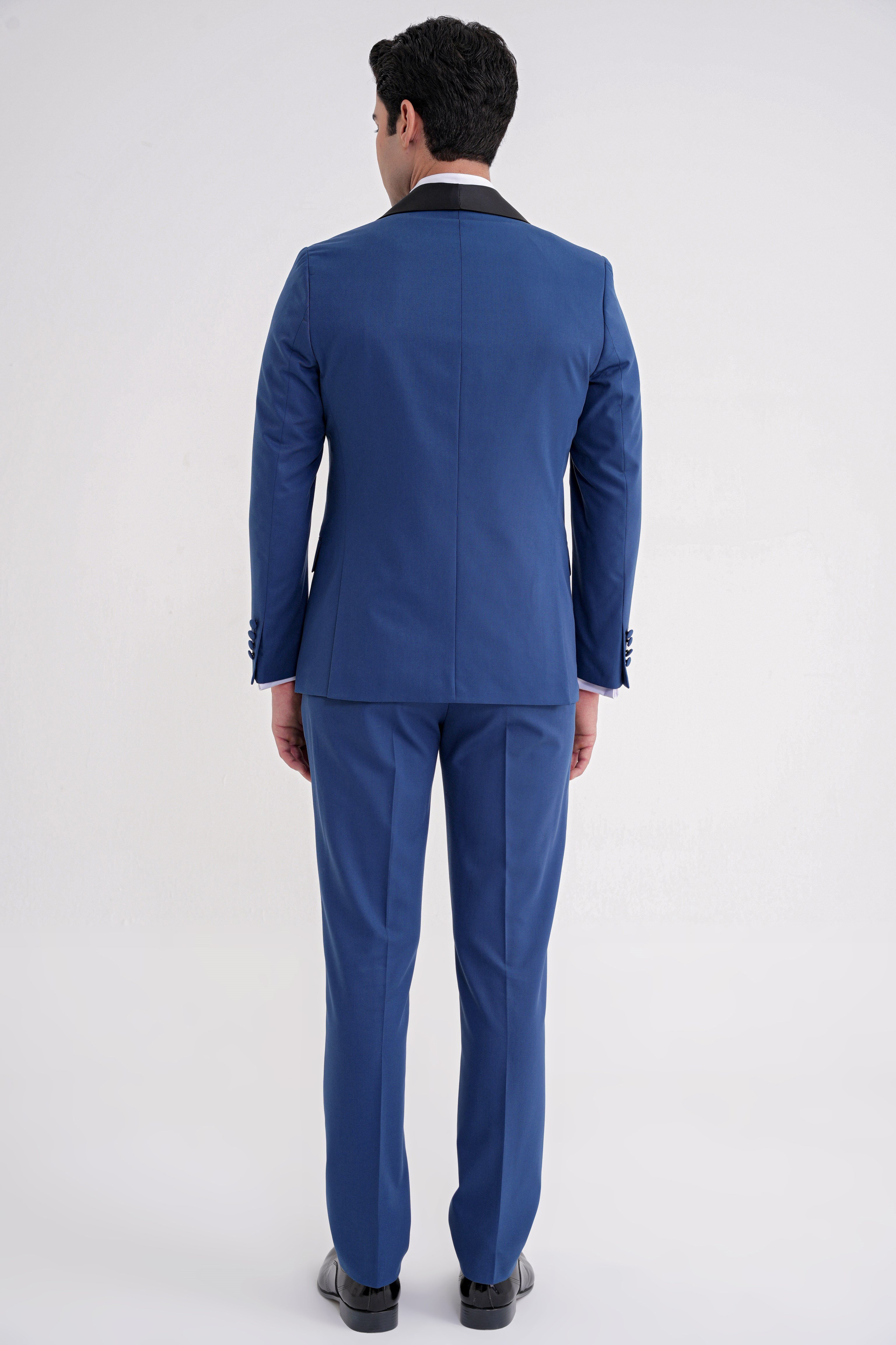 Slim Fit Çıkarılabilir Şal Saten Yaka Parlement Yelekli Damatlık Smokin Takım Black 072