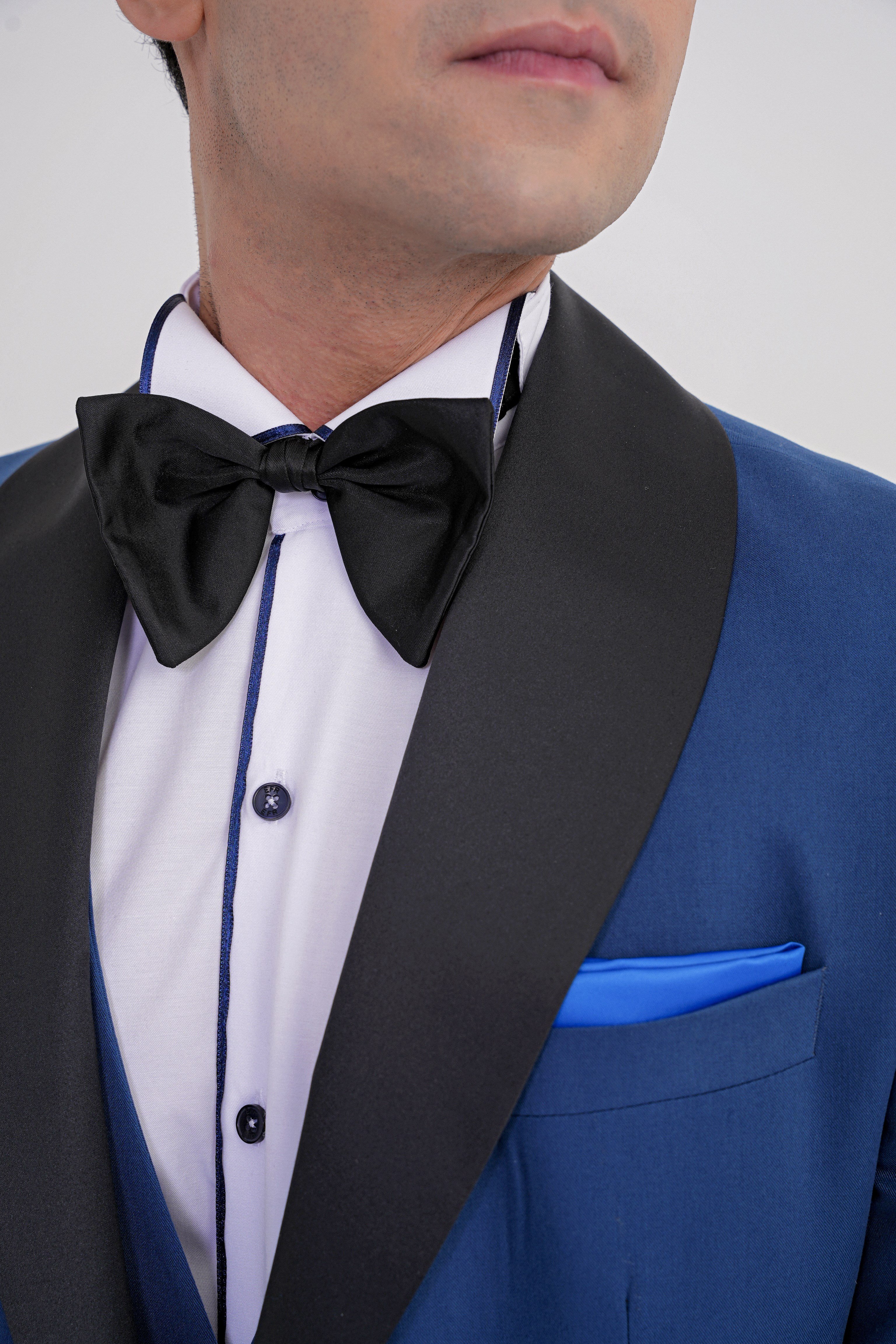 Slim Fit Çıkarılabilir Şal Saten Yaka Parlement Yelekli Damatlık Smokin Takım Black 072