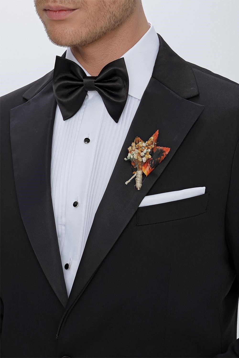 Slim Fit Çıkarılabilir Saten Yaka Siyah Damatlık Smokin Takım Black 061