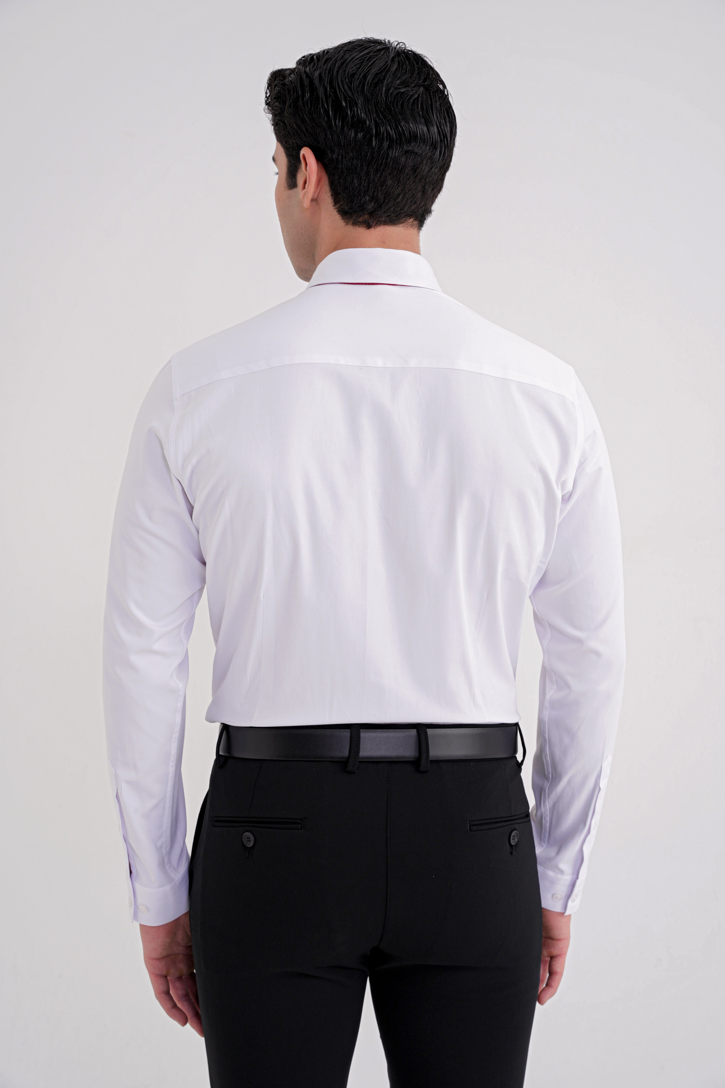 Slim Fit Düğme Yakalı Esnek Pamuk Beyaz Gömlek GK 754