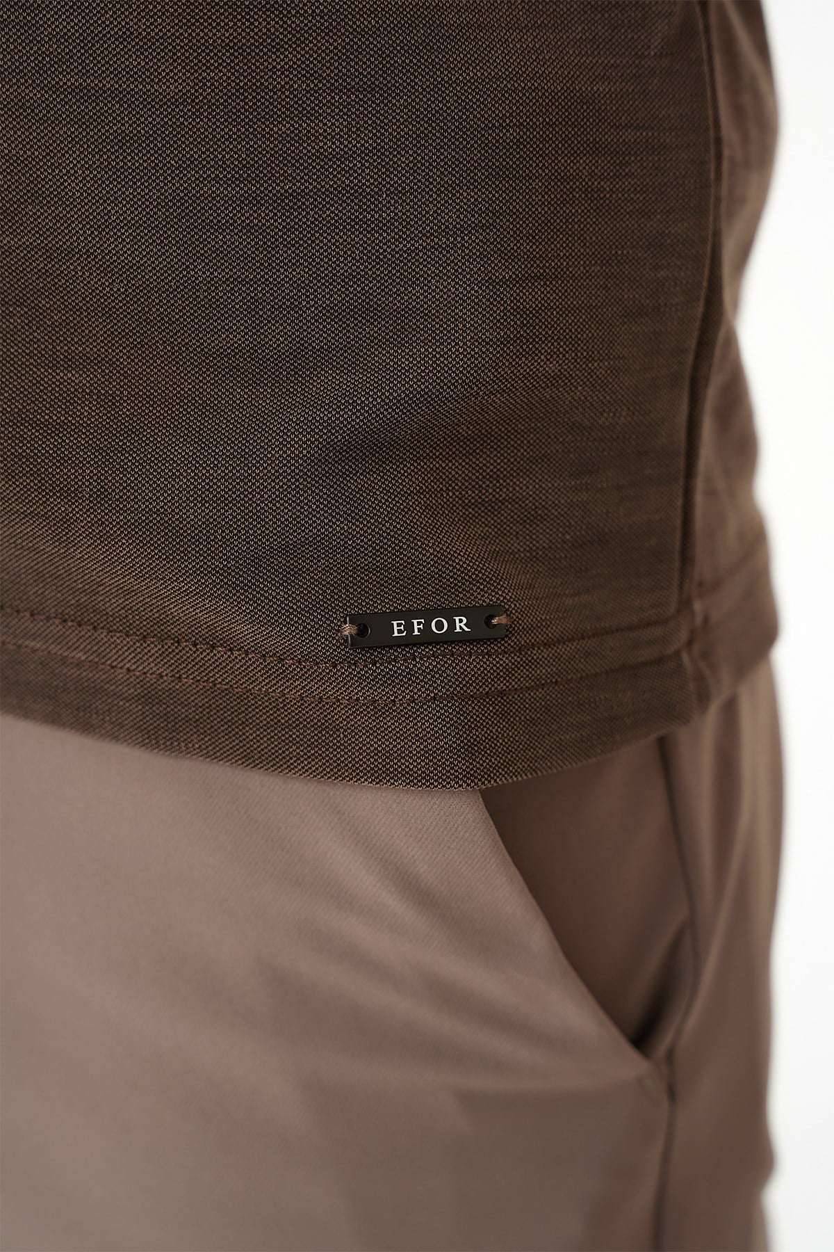 Slim Fit Düğmeli Pamuklu Koyu Vizon Polo Yaka Tişört Ts 879