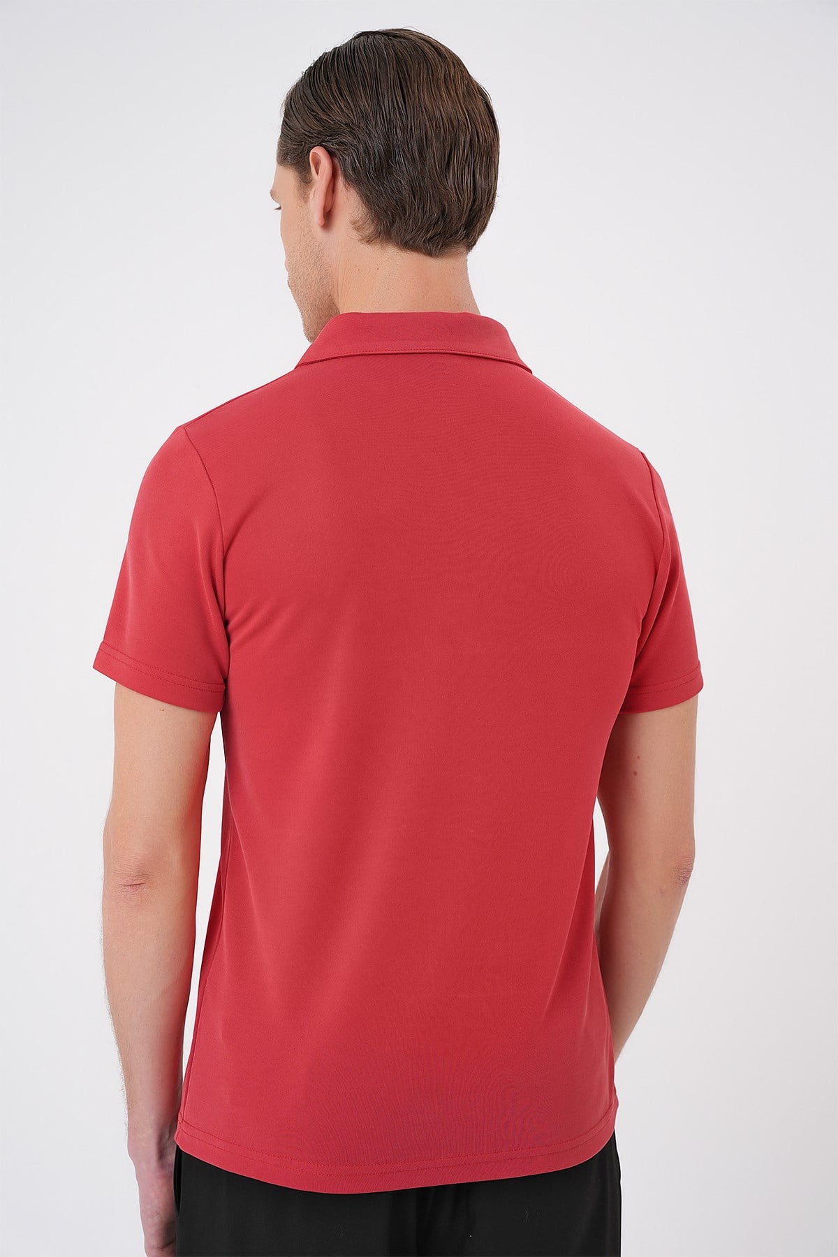 Slim Fit Düğmeli Pamuklu Mercan Polo Yaka Tişört Ts 879
