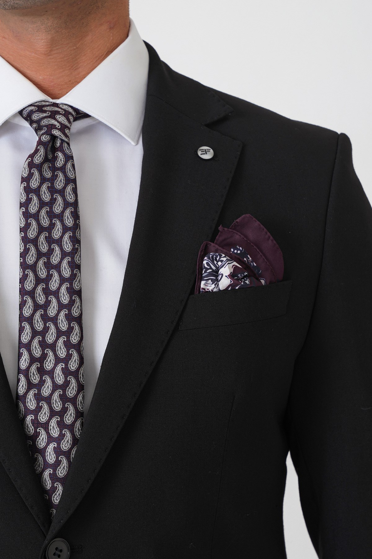Slim Fit Esnek %97 Yünlü Düz Siyah Takım Elbise TK 957