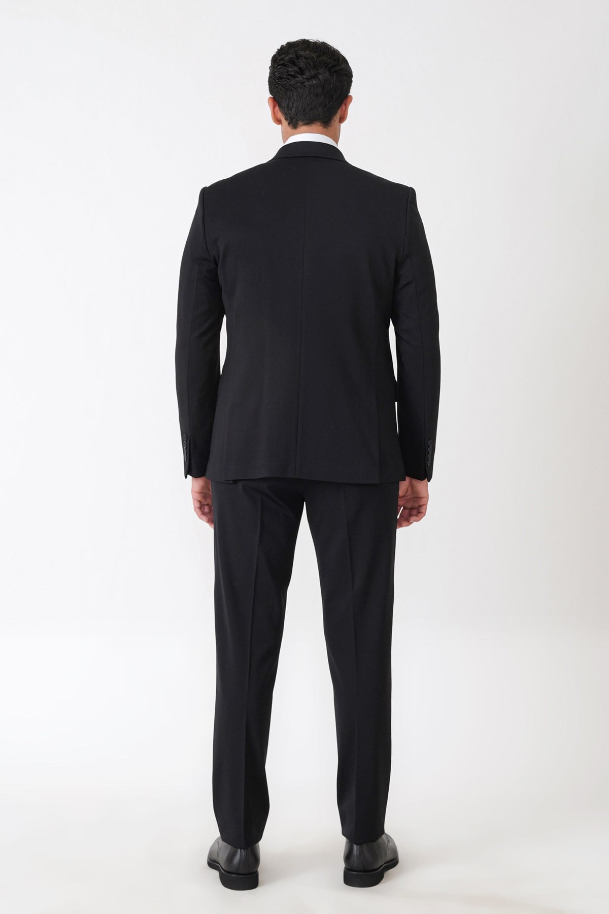 Slim Fit Esnek Pamuklu Dokulu Siyah Yelekli Takım Elbise TK 959