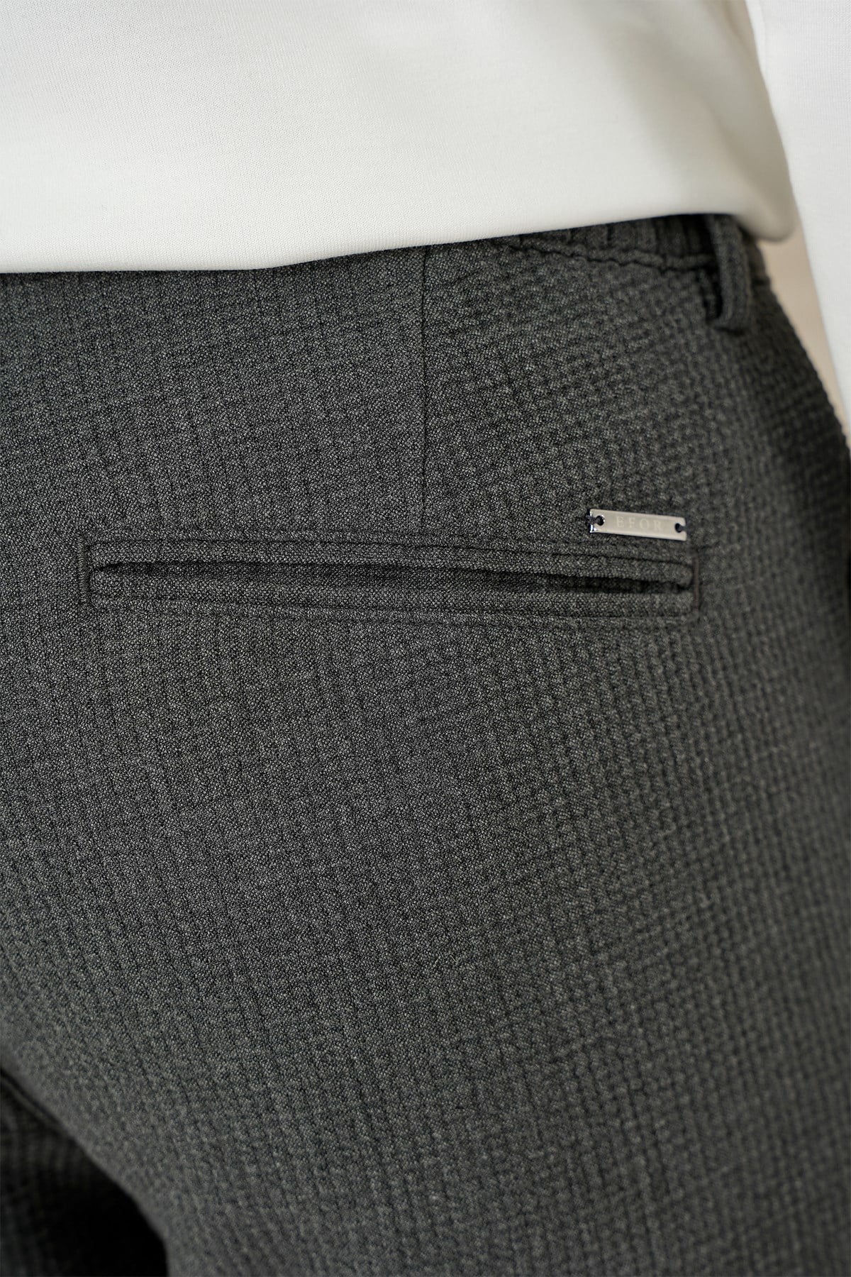 Slim Fit Esnek Pamuklu Gofre Kumaş Füme Pantolon P 1166
