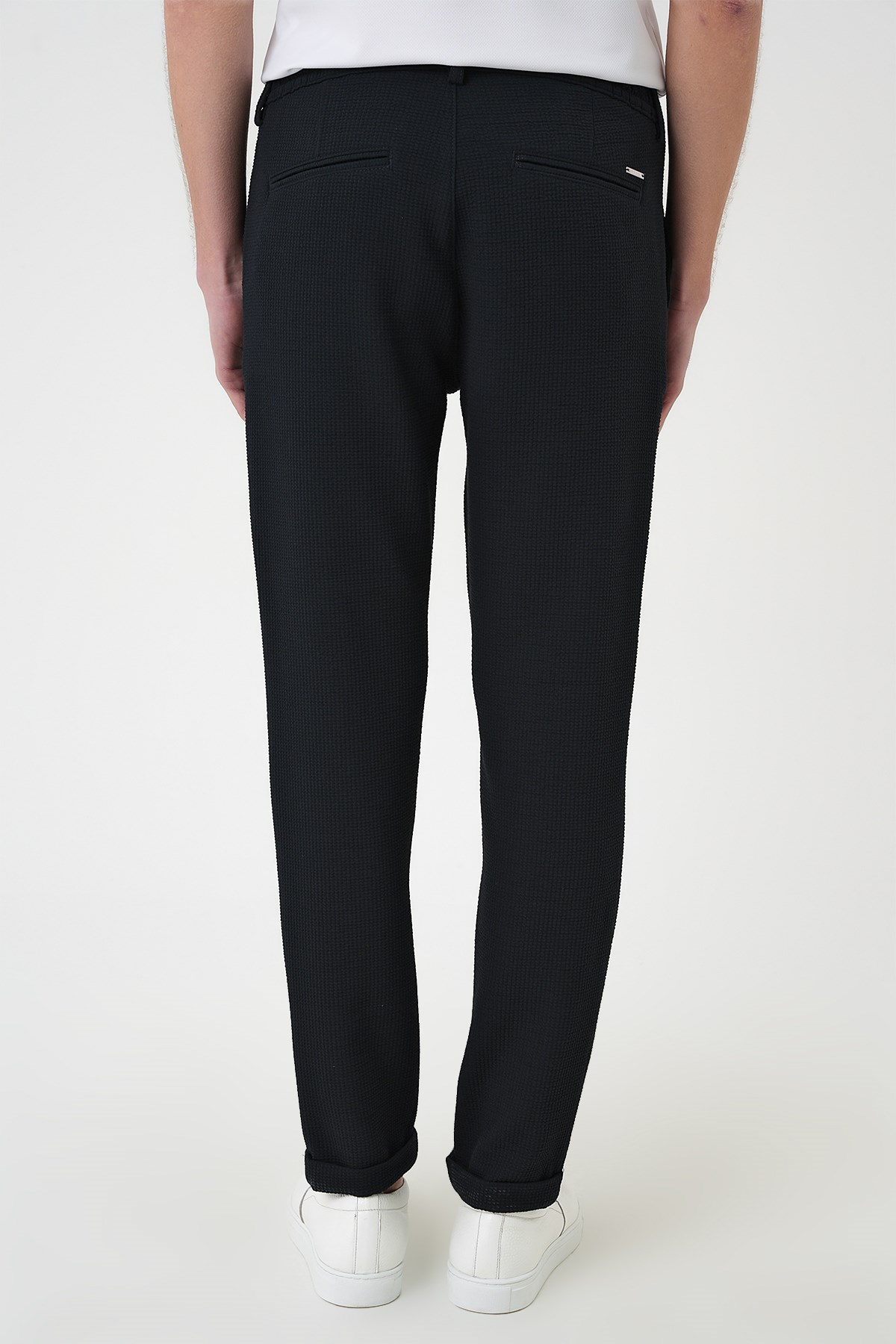 Slim Fit Esnek Pamuklu Gofre Kumaş Lacivert Pantolon P 1166