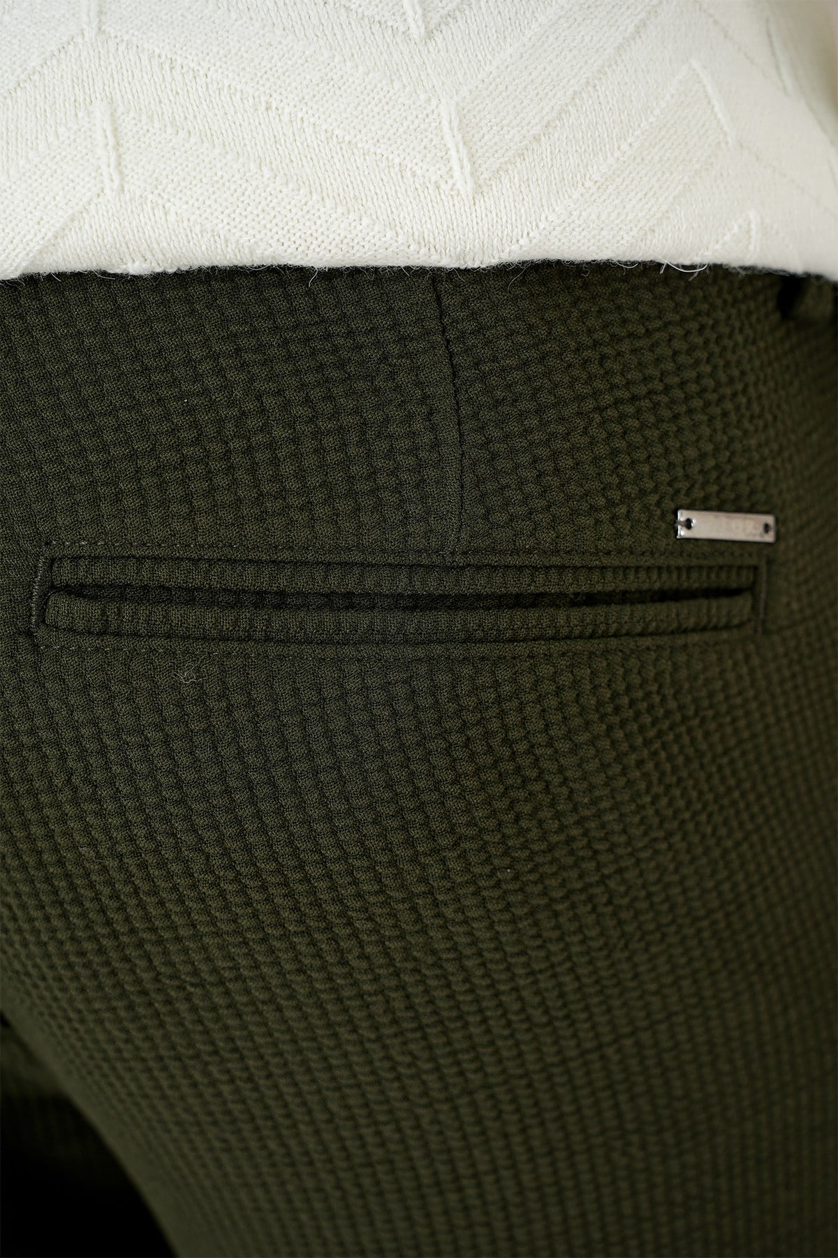 Slim Fit Esnek Pamuklu Gofre Kumaş Nefti Pantolon P 1166