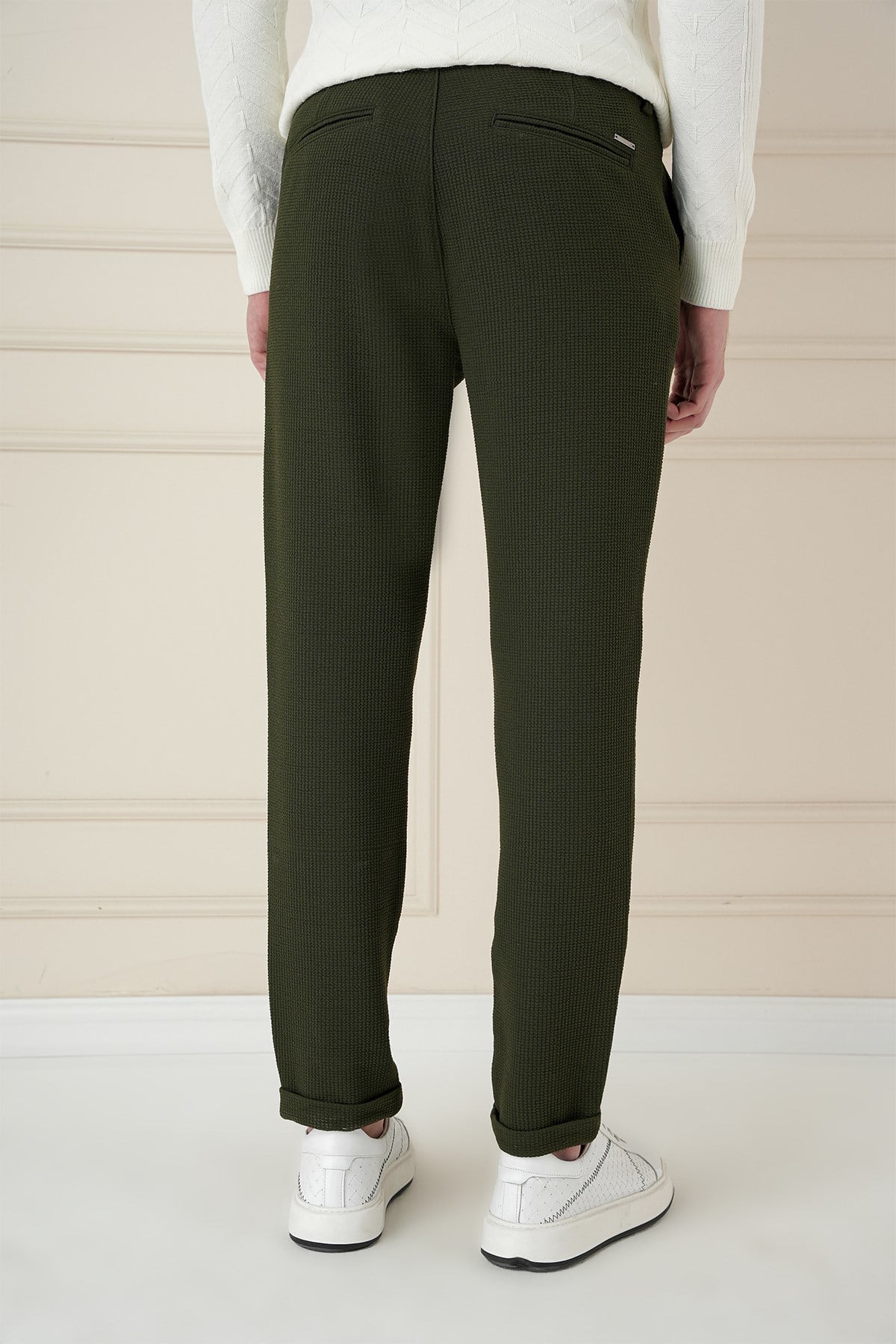 Slim Fit Esnek Pamuklu Gofre Kumaş Nefti Pantolon P 1166