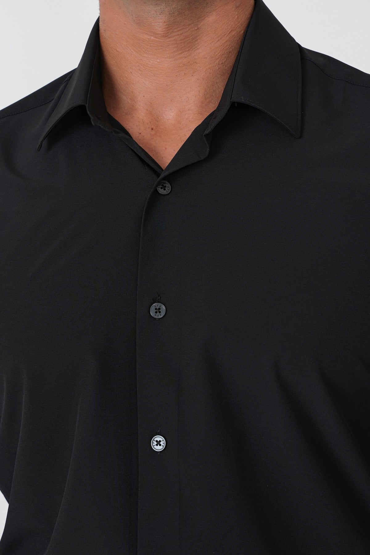 Slim Fit Esnek Pamuklu Siyah Gömlek G 1607
