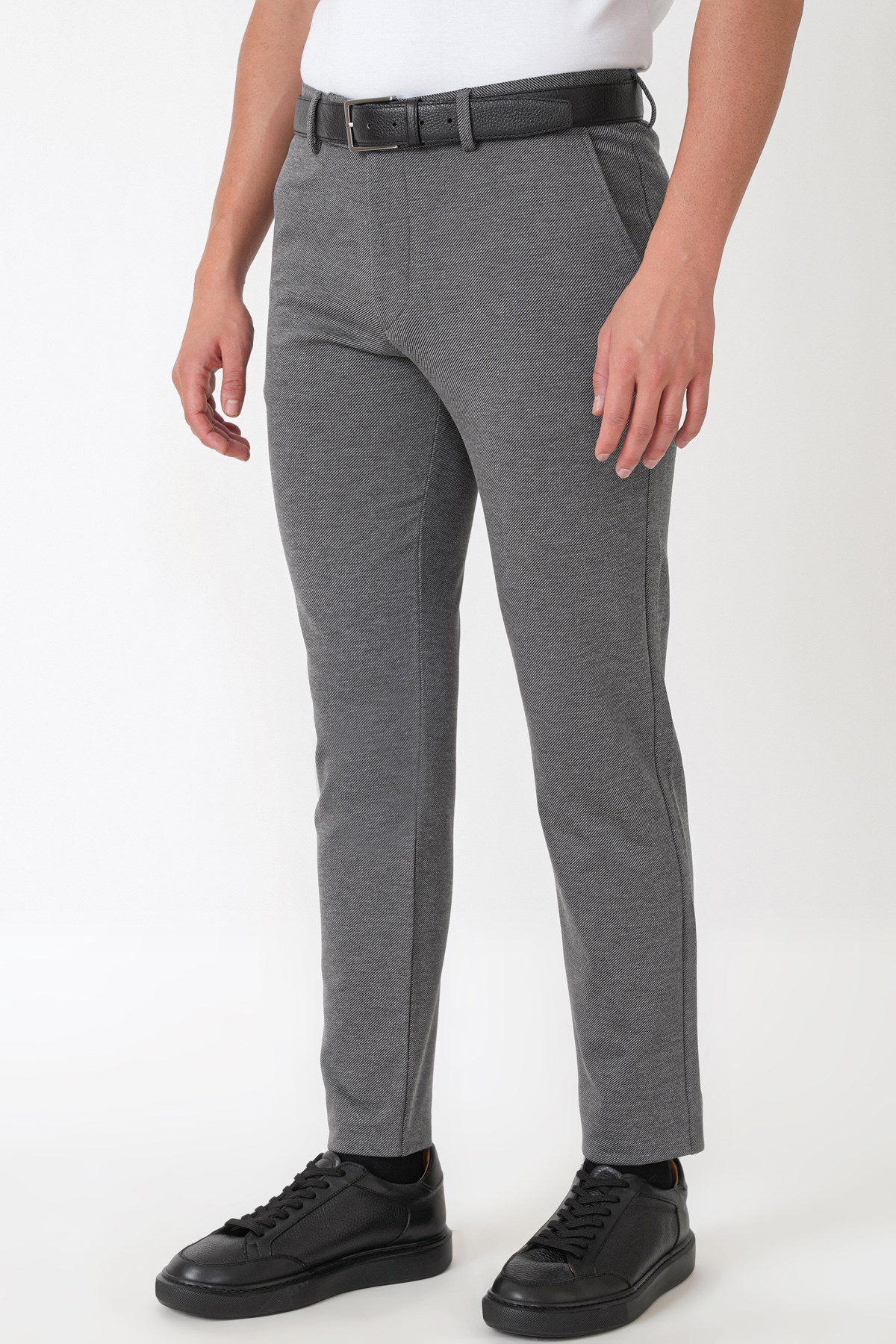 Slim Fit Esnek Pamuklu Yan Cepli Füme Pantolon P 1231