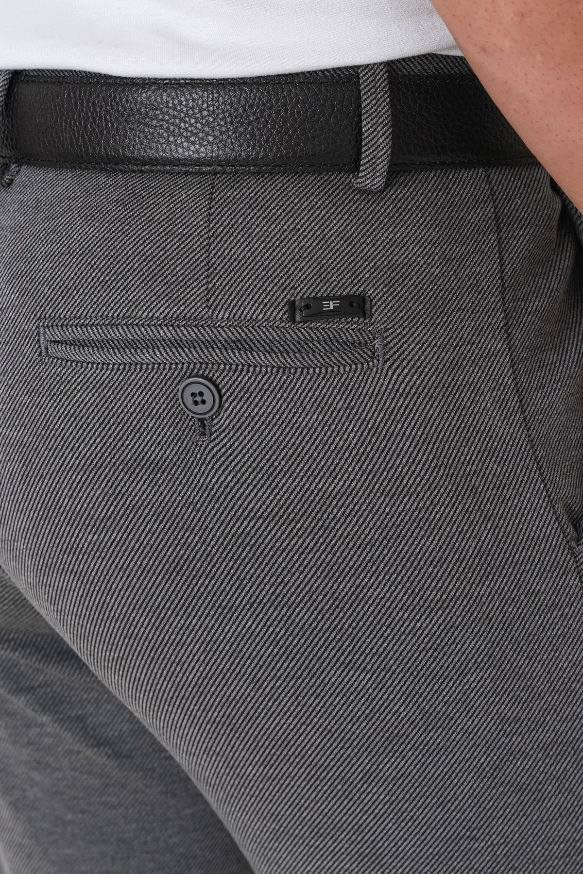 Slim Fit Esnek Pamuklu Yan Cepli Füme Pantolon P 1231