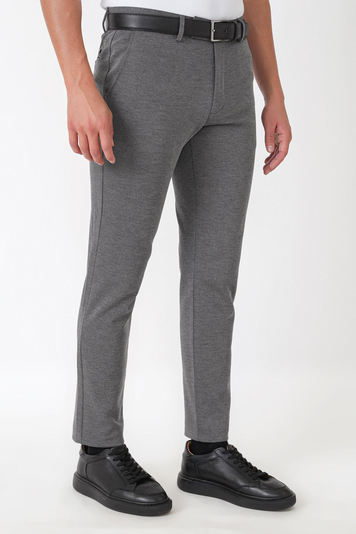 Slim Fit Esnek Pamuklu Yan Cepli Füme Pantolon P 1231