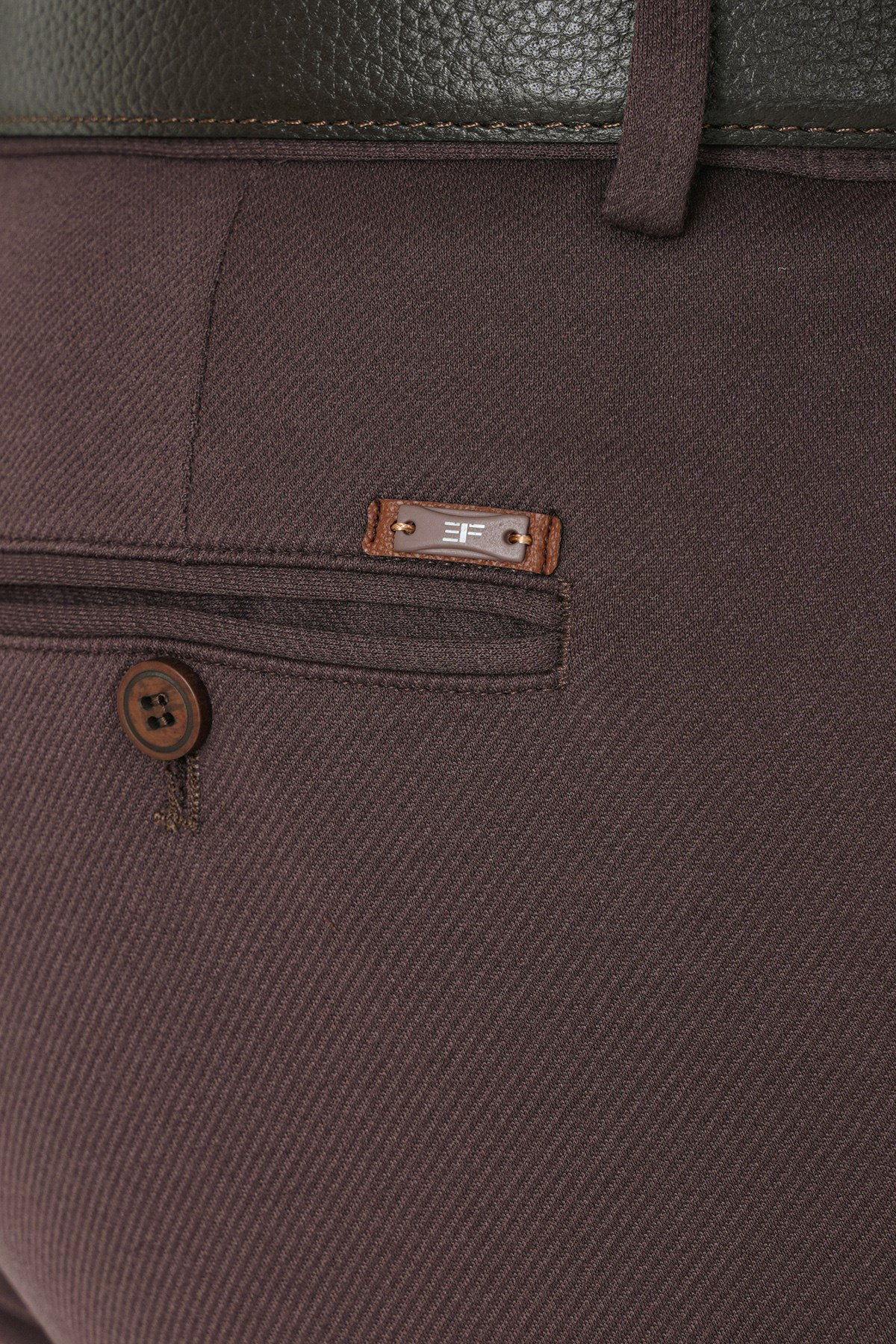 Slim Fit Esnek Pamuklu Yan Cepli Kahverengi Pantolon P 1231