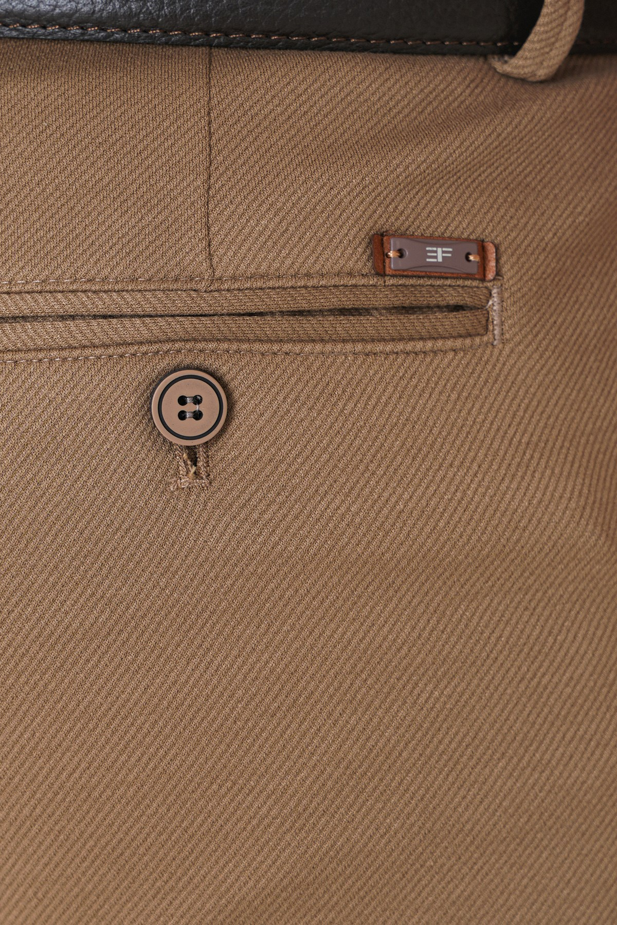 Slim Fit Esnek Pamuklu Yan Cepli Koyu Bej Pantolon P 1231