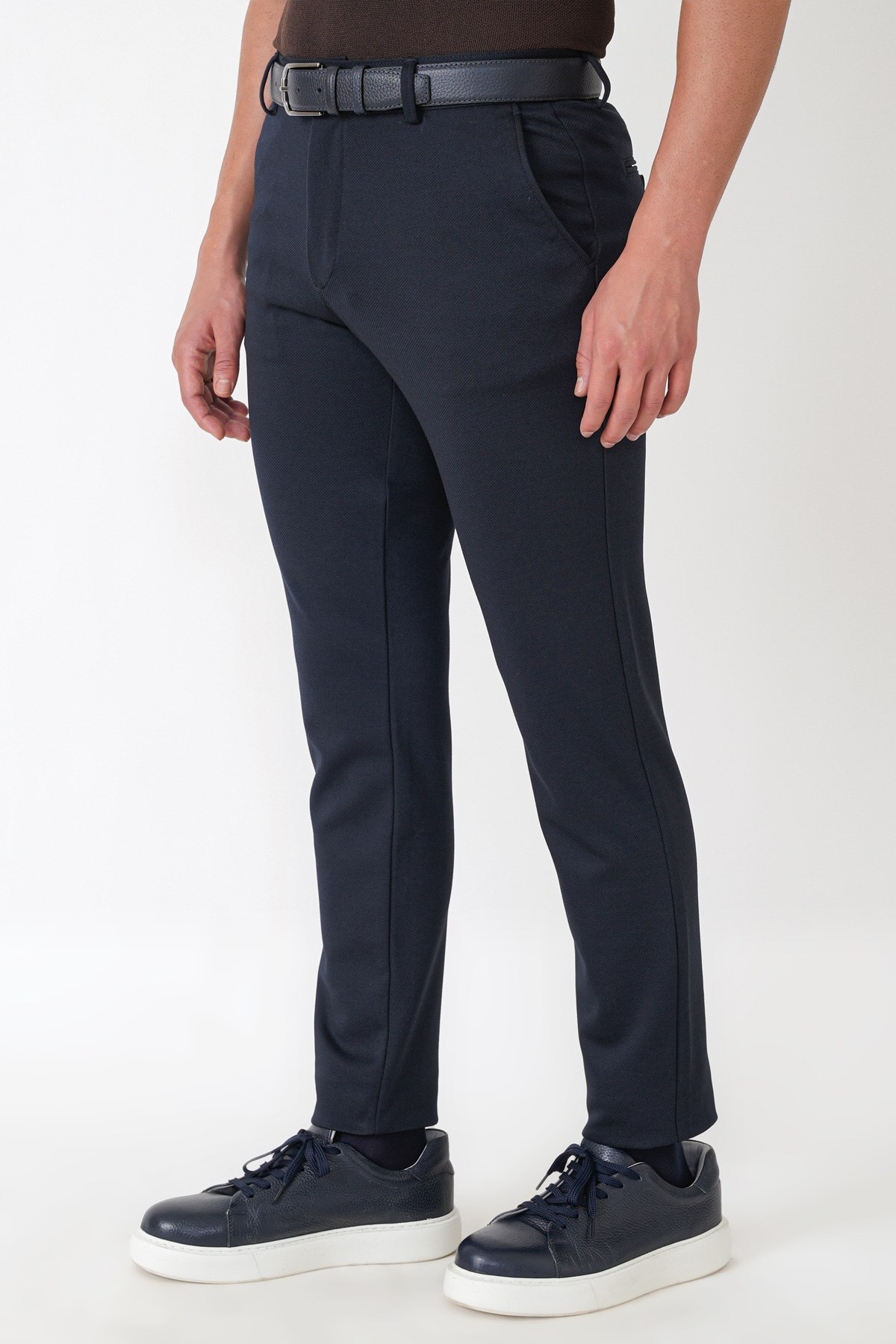Slim Fit Esnek Pamuklu Yan Cepli Lacivert Pantolon P 1231