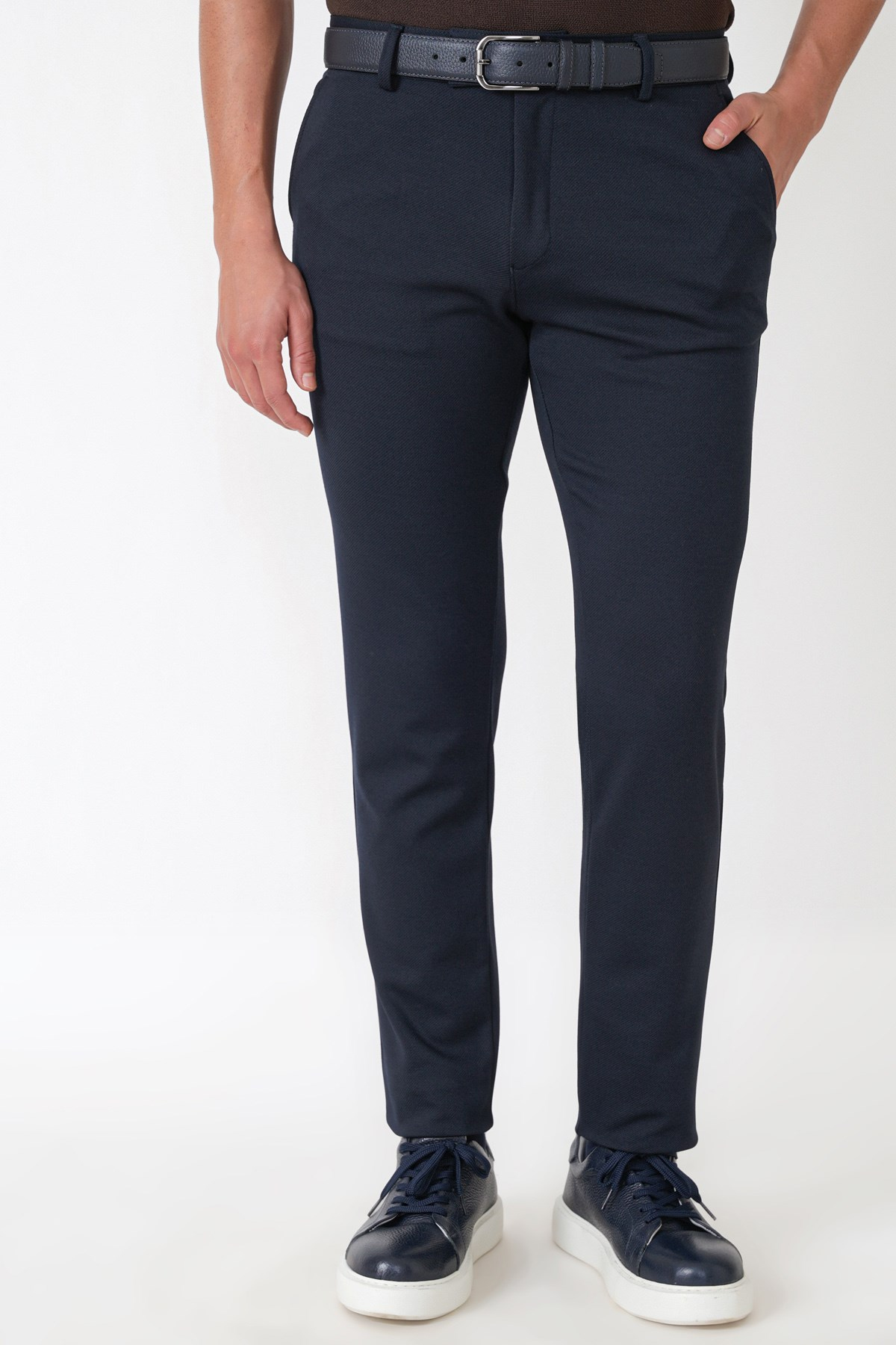 Slim Fit Esnek Pamuklu Yan Cepli Lacivert Pantolon P 1231