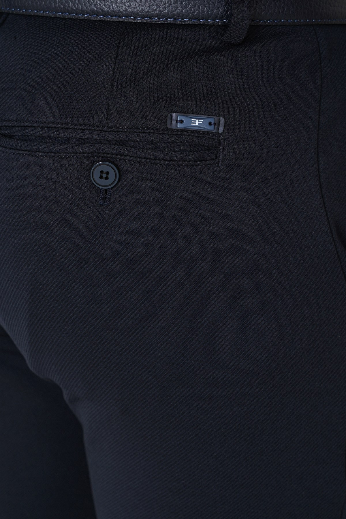 Slim Fit Esnek Pamuklu Yan Cepli Lacivert Pantolon P 1231