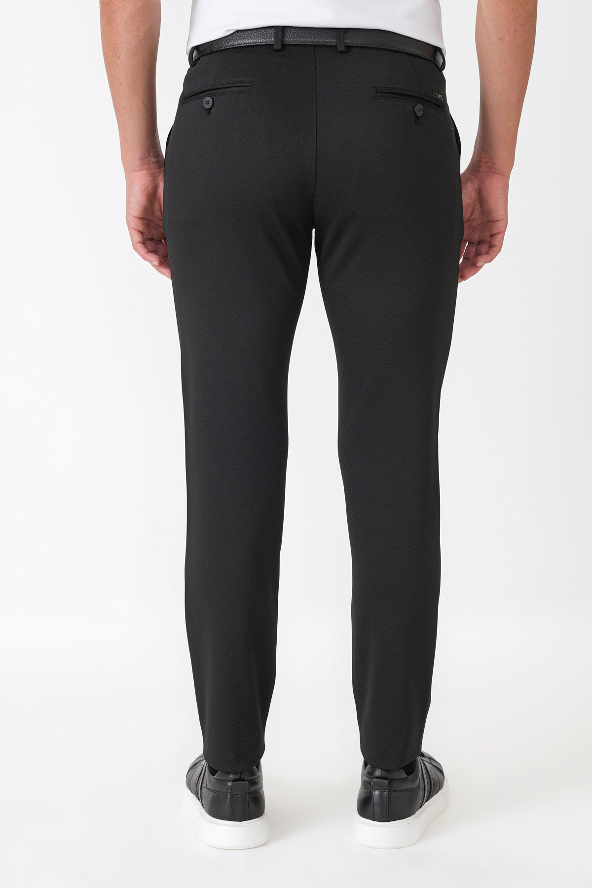 Slim Fit Esnek Pamuklu Yan Cepli Siyah Pantolon P 1231