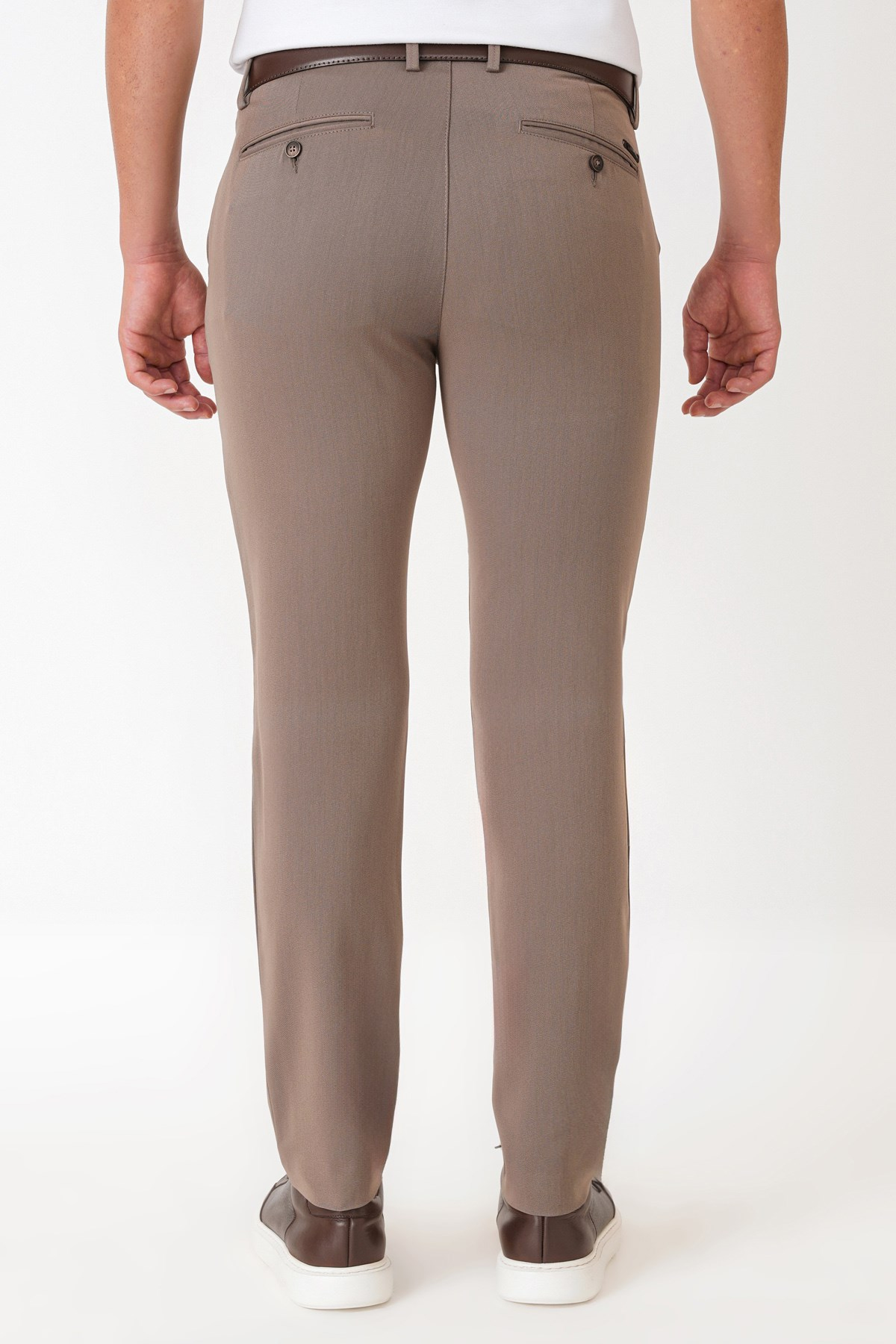 Slim Fit Esnek Pamuklu Yan Cepli Vizon Pantolon P 1226
