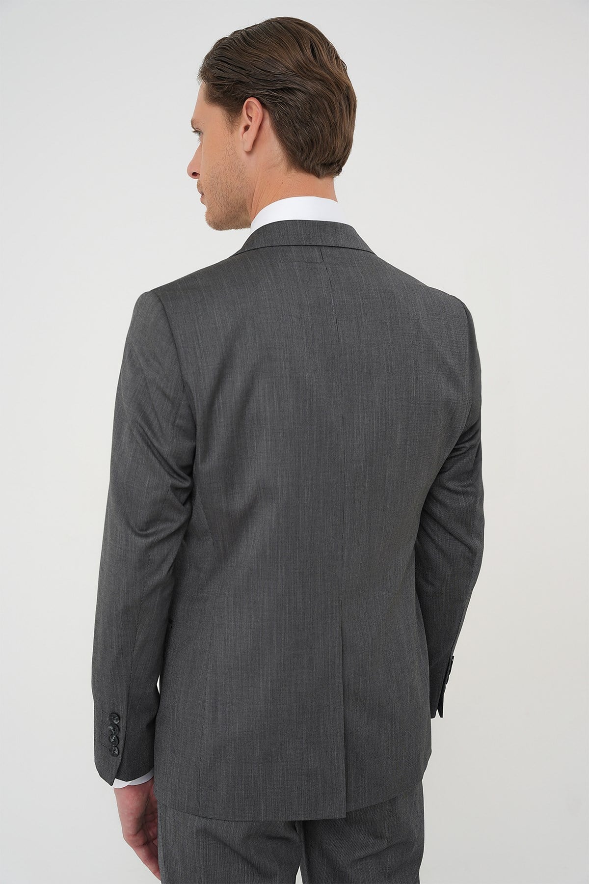 Slim Fit Esnek Yelekli Klasik Füme Takım Elbise Tk 897