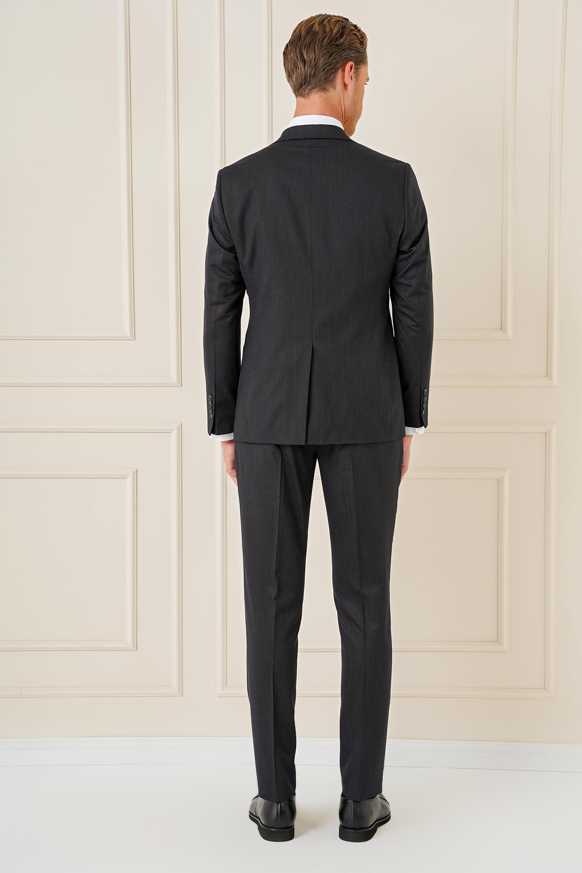 Slim Fit Esnek Yelekli Klasik Siyah Takım Elbise Tk 897