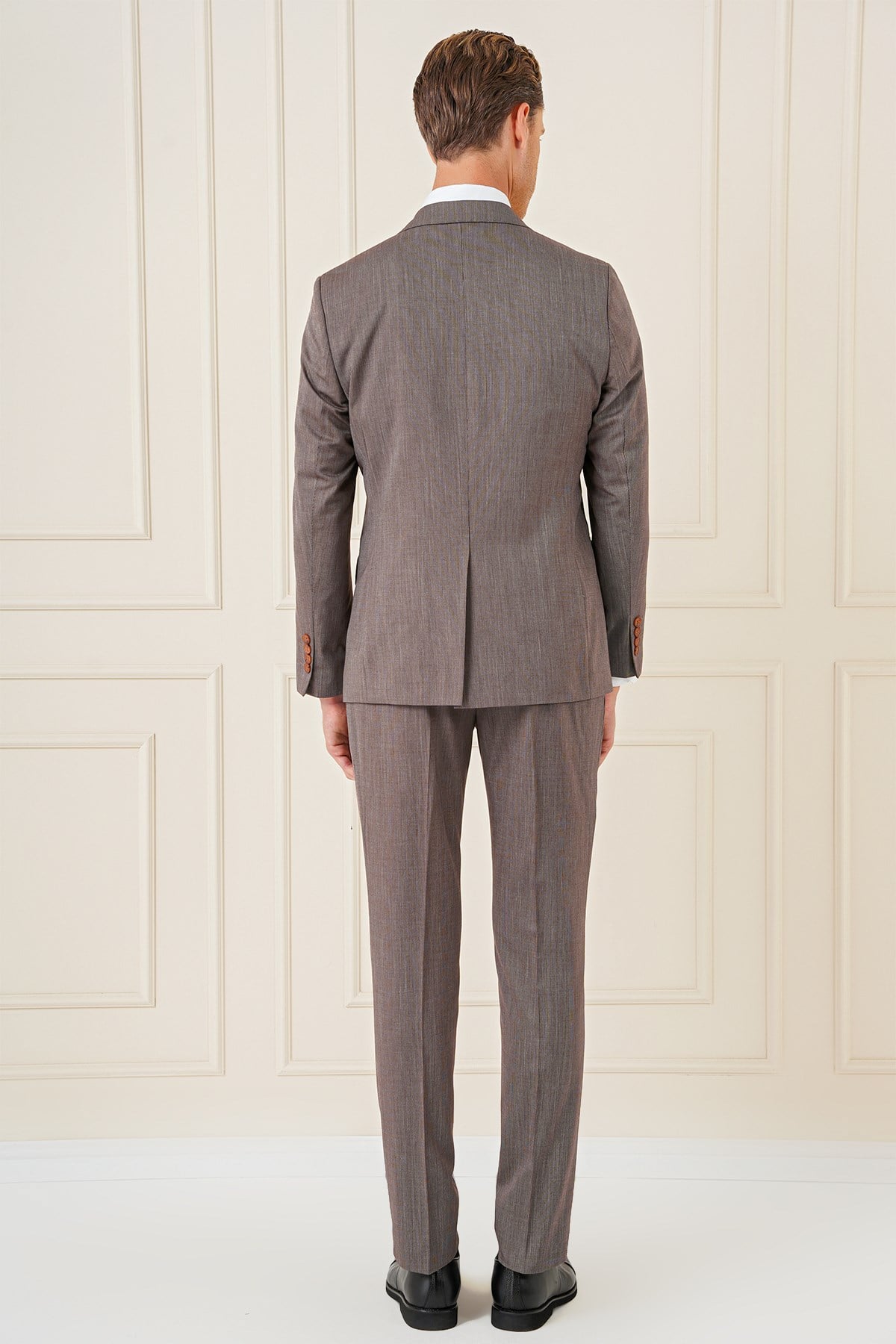 Slim Fit Esnek Yelekli Klasik Vizon Takım Elbise Tk 897
