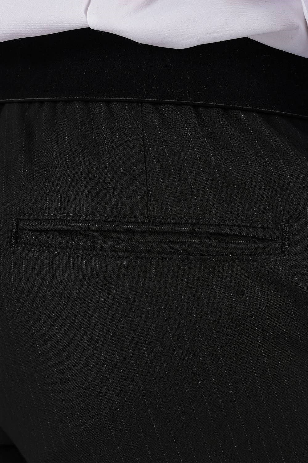 Slim Fit Esnek Yünlü İnce Çizgili Siyah Pantolon P 1136