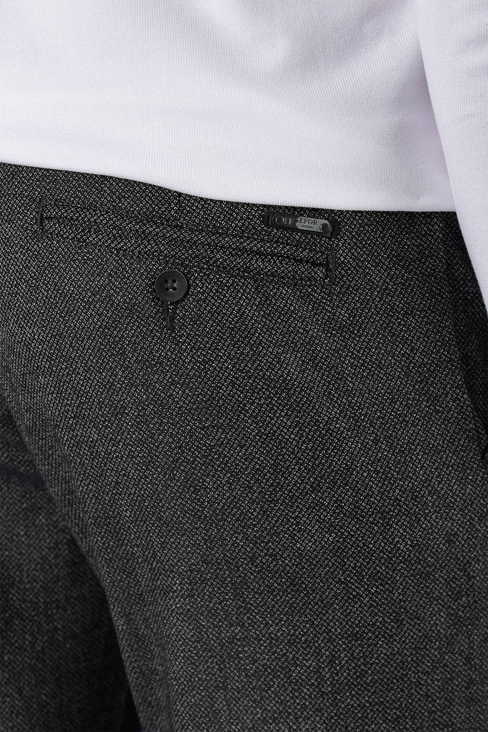 Slim Fit Esnek Yünlü Kırçıllı Dokuma Siyah Pantolon P 1138