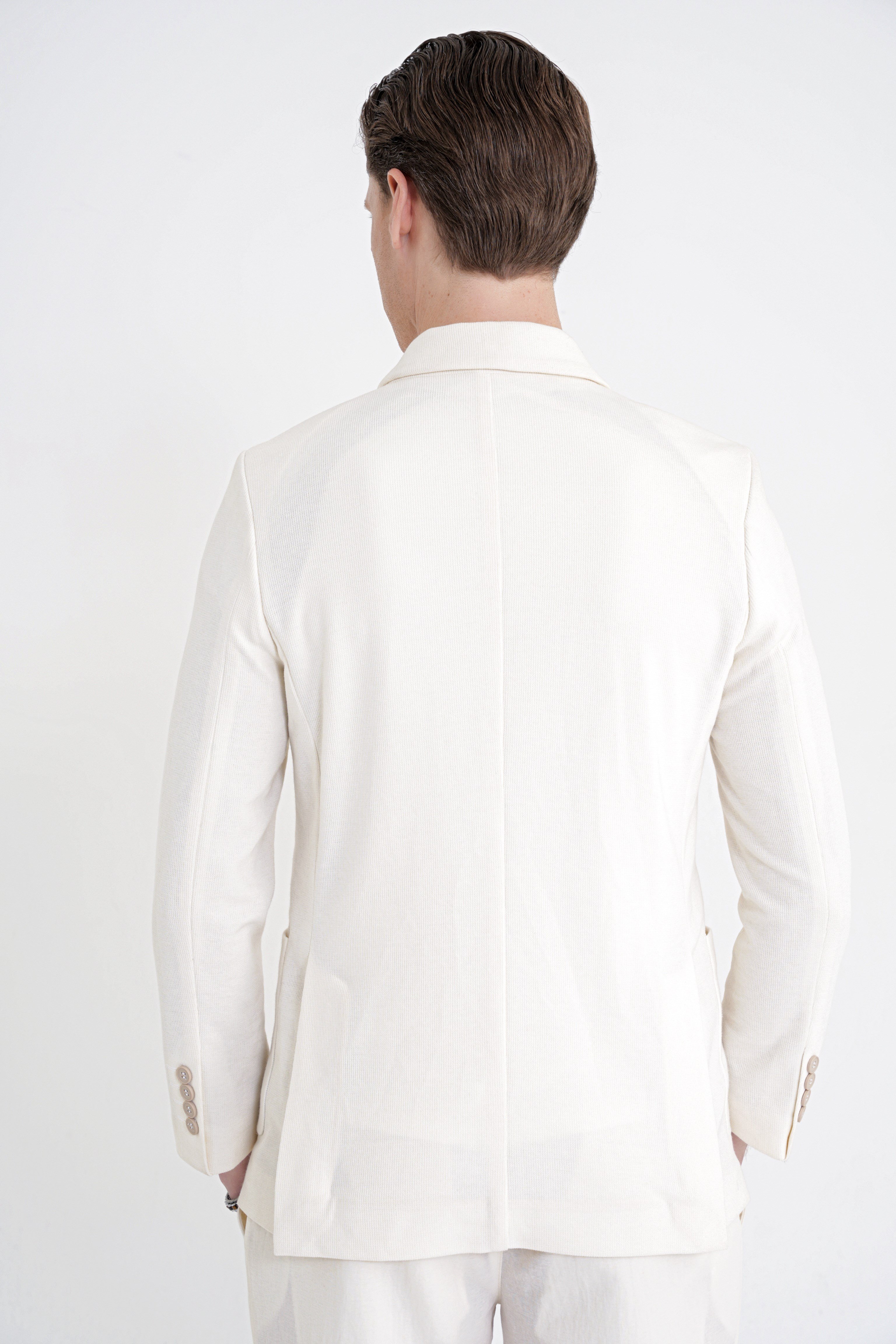 Slim Fit Gömlek Yakalı Fitilli Pamuk Dokumalı Tasarım Ekru Gömlek Ceket C 732
