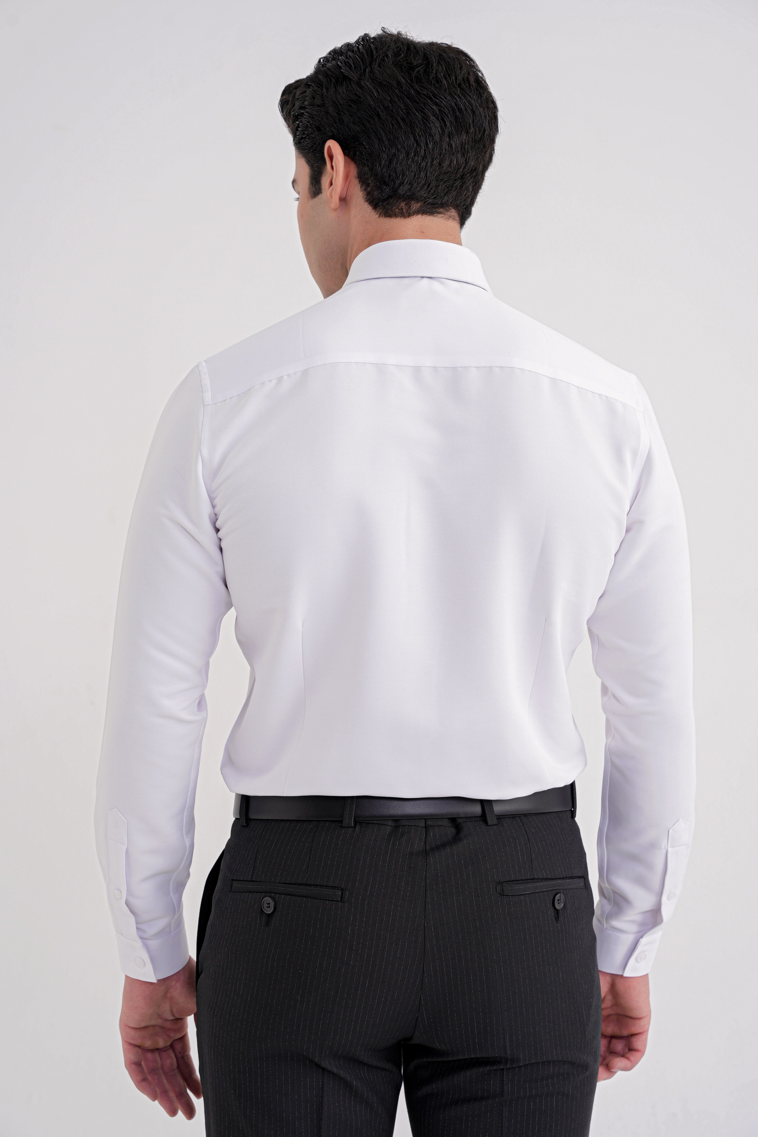 Slim Fit İtalyan Yaka %100 Pamuk Saten Düz Beyaz Gömlek GK 758
