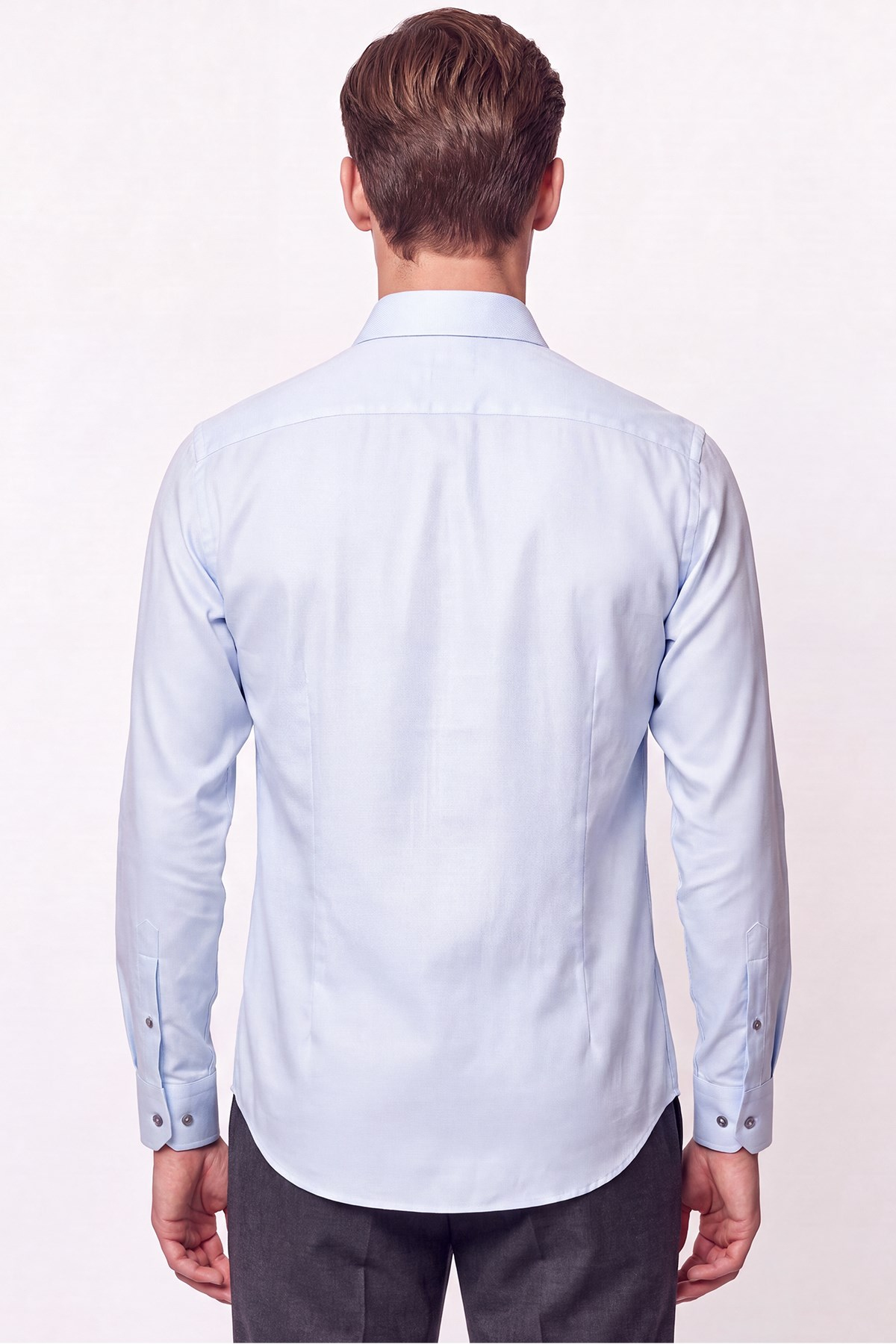 Slim Fit İtalyan Yaka Açık Mavi Gömlek G 1610 