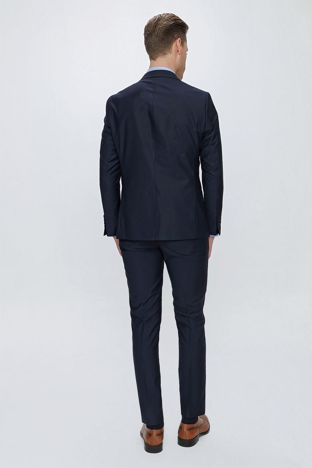 Slim Fit Klasik Mono Yaka Klasik Lacivert Takım Elbise Tk 2021
