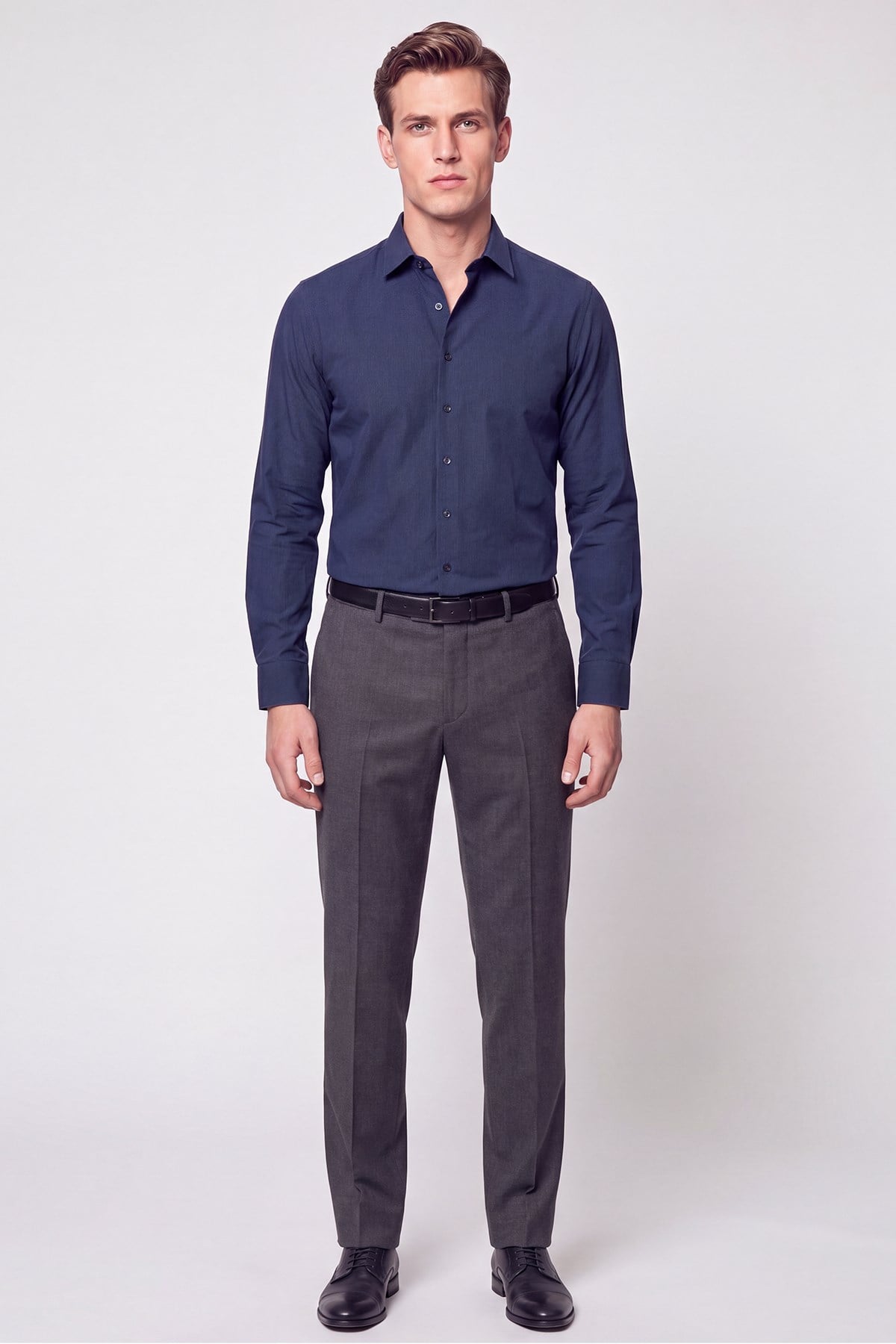 Slim Fit Modal Kumaş Lacivert Gömlek G 1609 
