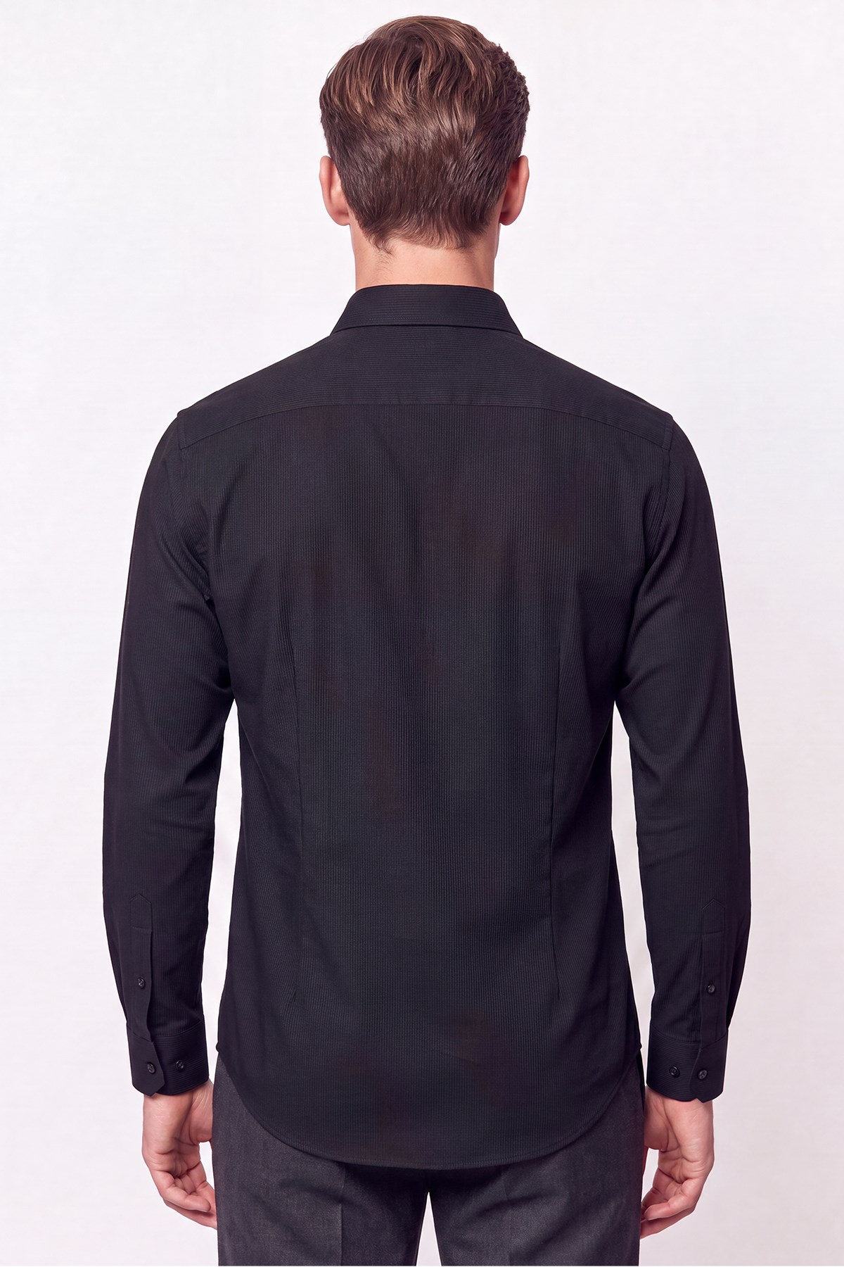 Slim Fit Modal Kumaş Siyah Gömlek G 1609 