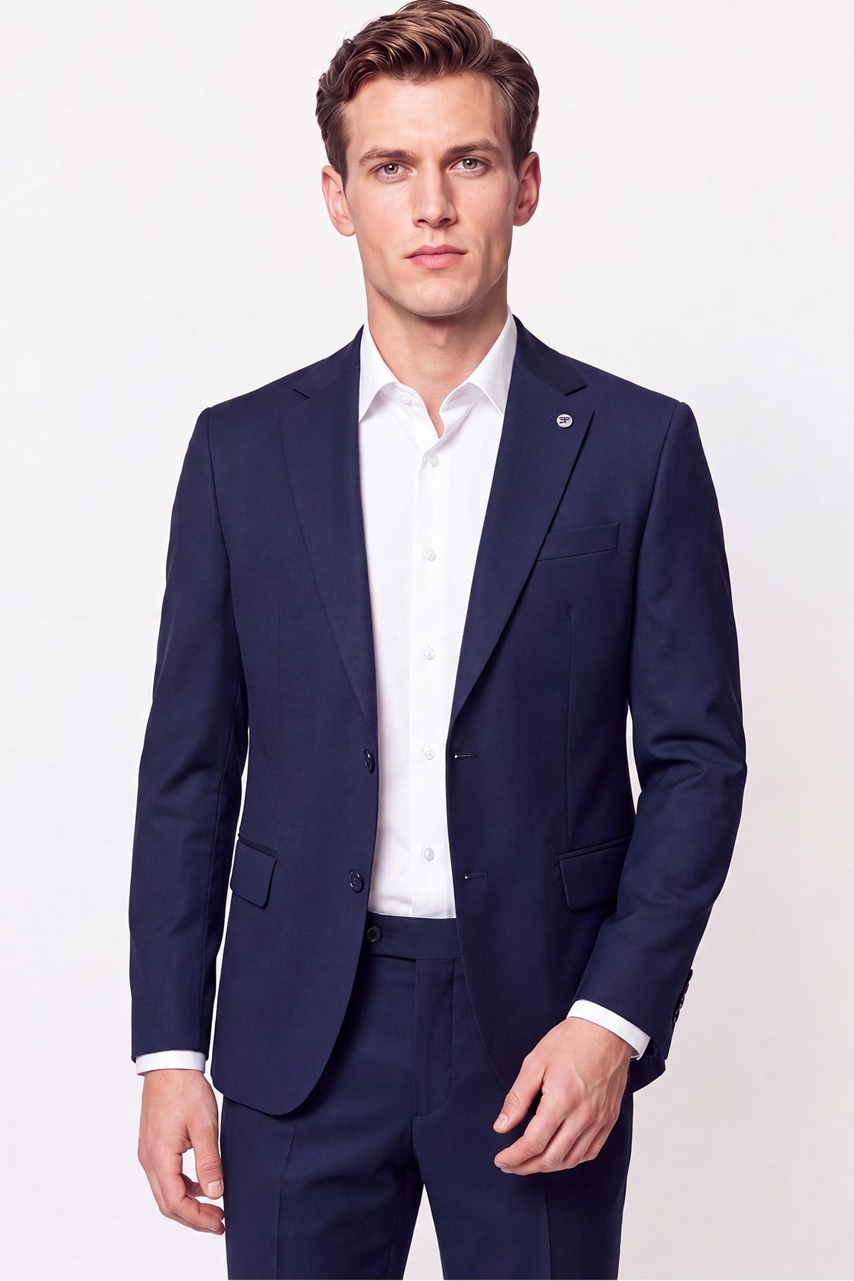Slim Fit Mono Yaka Çift Yırtmaç Yünlü Siyah Takım Elbise TK 949