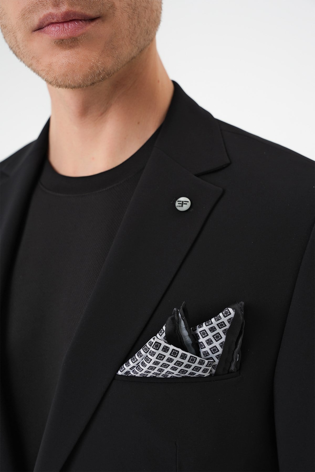 Slim Fit Mono Yaka Fleto Cepli Çift Yırtmaçlı Esnek Pamuklu Siyah Ceket C 710